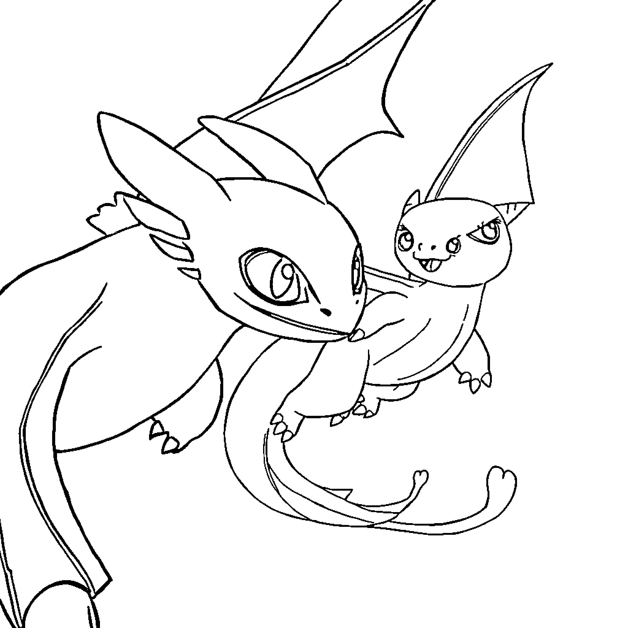 Dragon hatchling flying playfully Coloring Page (free black-and-white line drawing printable PDF for all, from beginners to advanced learners, including children, teens, adults, and seniors)