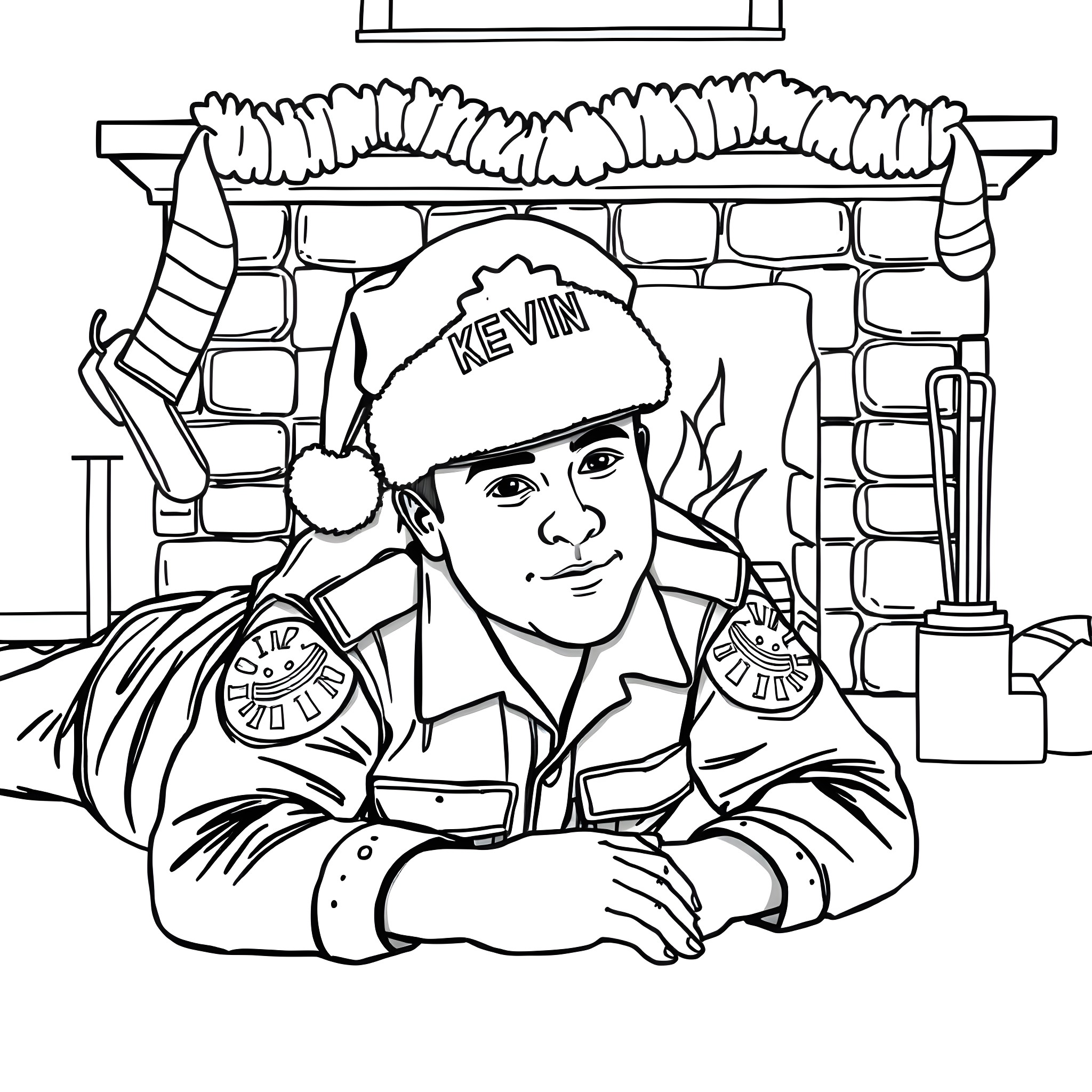 Police Officer in Winter Uniform on Duty Coloring Page (free black-and-white line drawing printable PDF for all, from beginners to advanced learners, including children, teens, adults, and seniors)