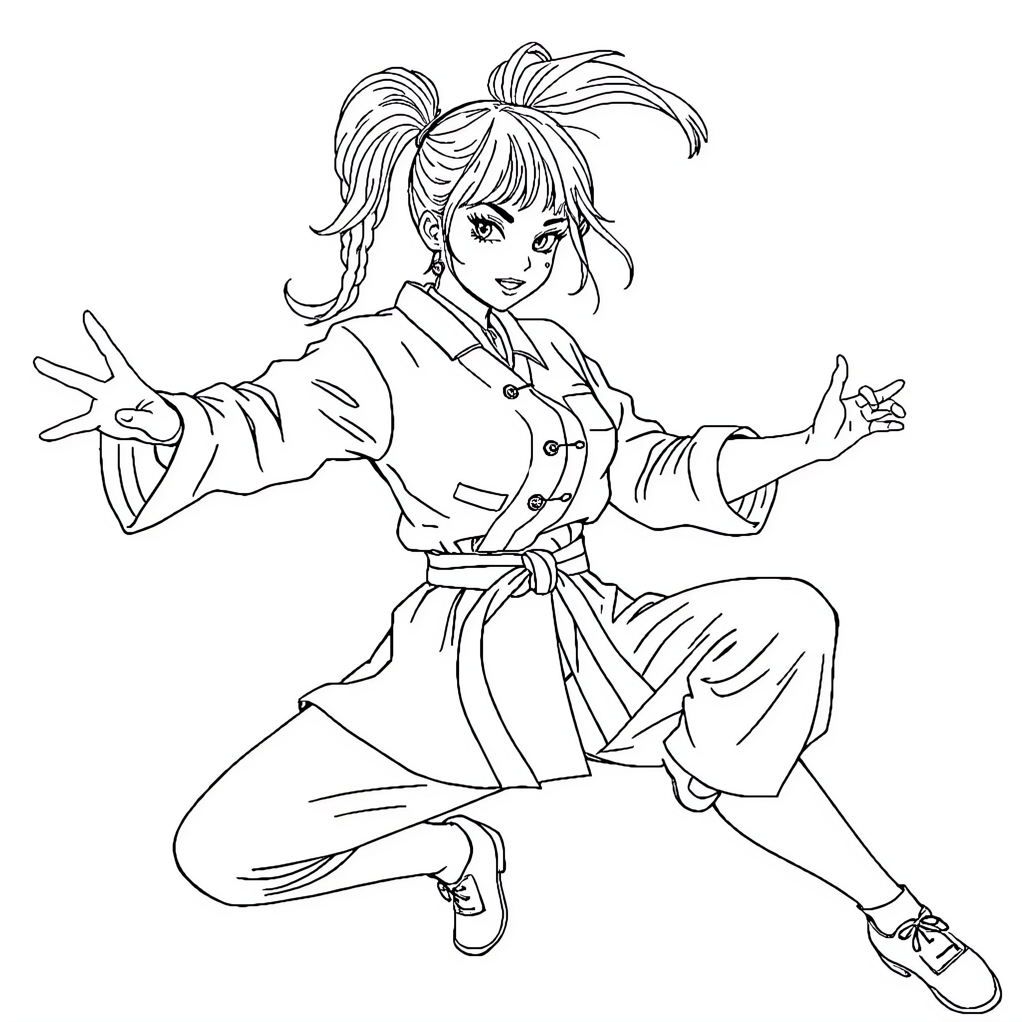 K-pop Queen Performing With Energy and Style Coloring Page (free black-and-white line drawing printable PDF for all, from beginners to advanced learners, including children, teens, adults, and seniors)