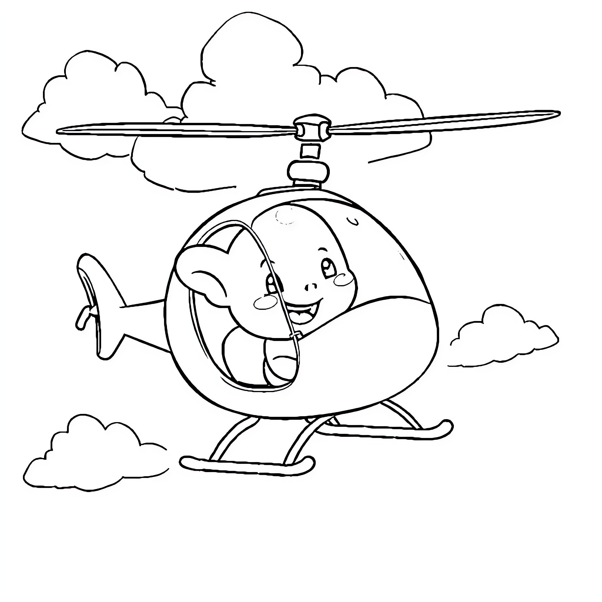 Bluey's Helicopter Adventure Coloring Page (free black-and-white line drawing printable PDF for all, from beginners to advanced learners, including children, teens, adults, and seniors)