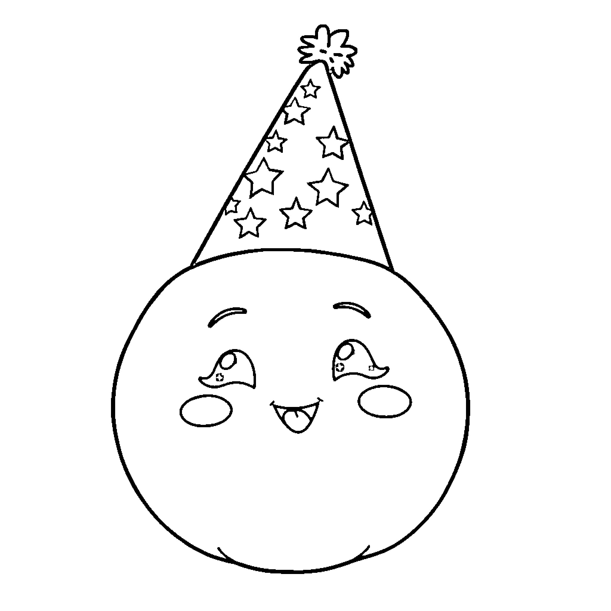 Mandarin Orange character with a festive hat Coloring Page (free black-and-white line drawing printable PDF for all, from beginners to advanced learners, including children, teens, adults, and seniors)