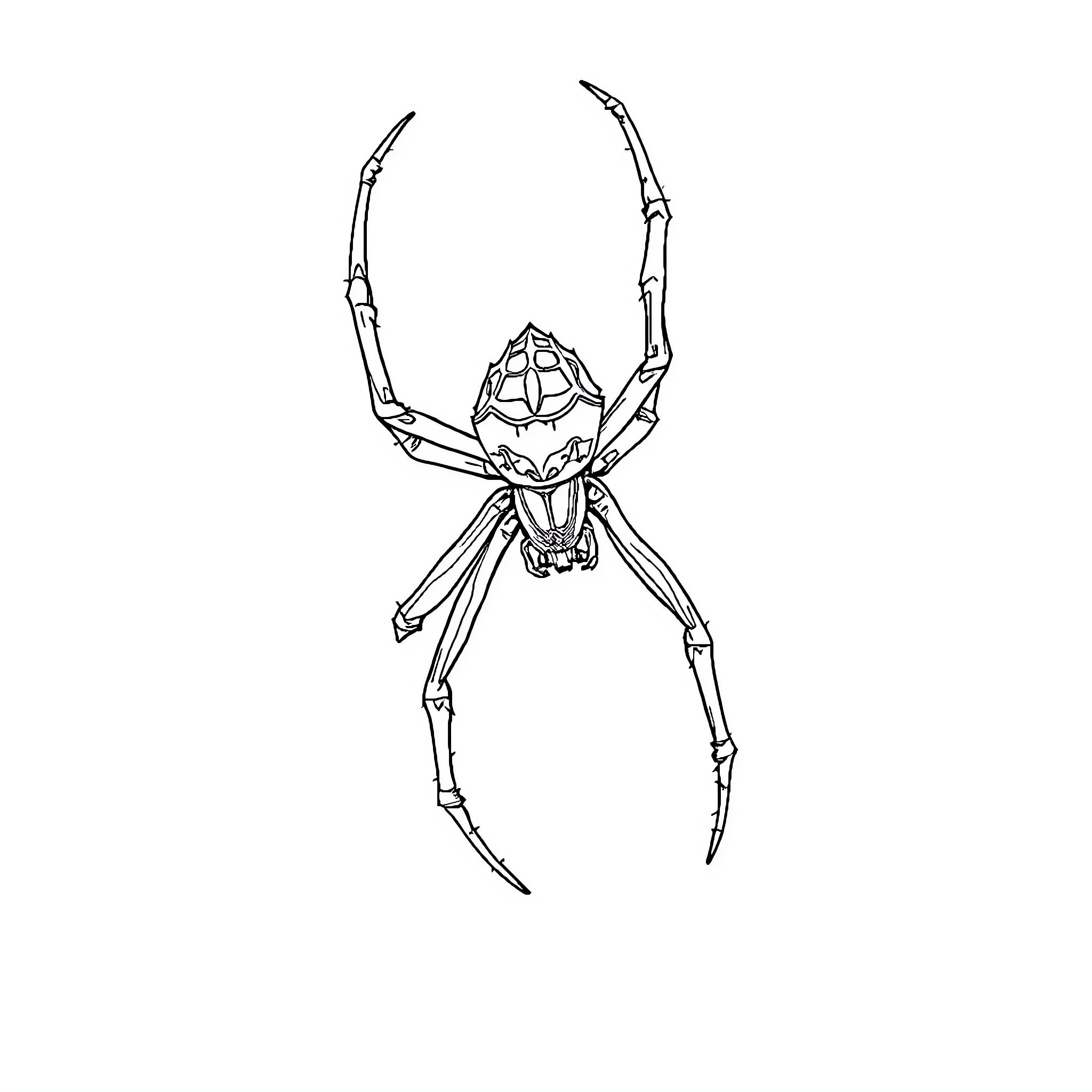 Spider crawling with outstretched legs Coloring Page (free black-and-white line drawing printable PDF for all, from beginners to advanced learners, including children, teens, adults, and seniors)