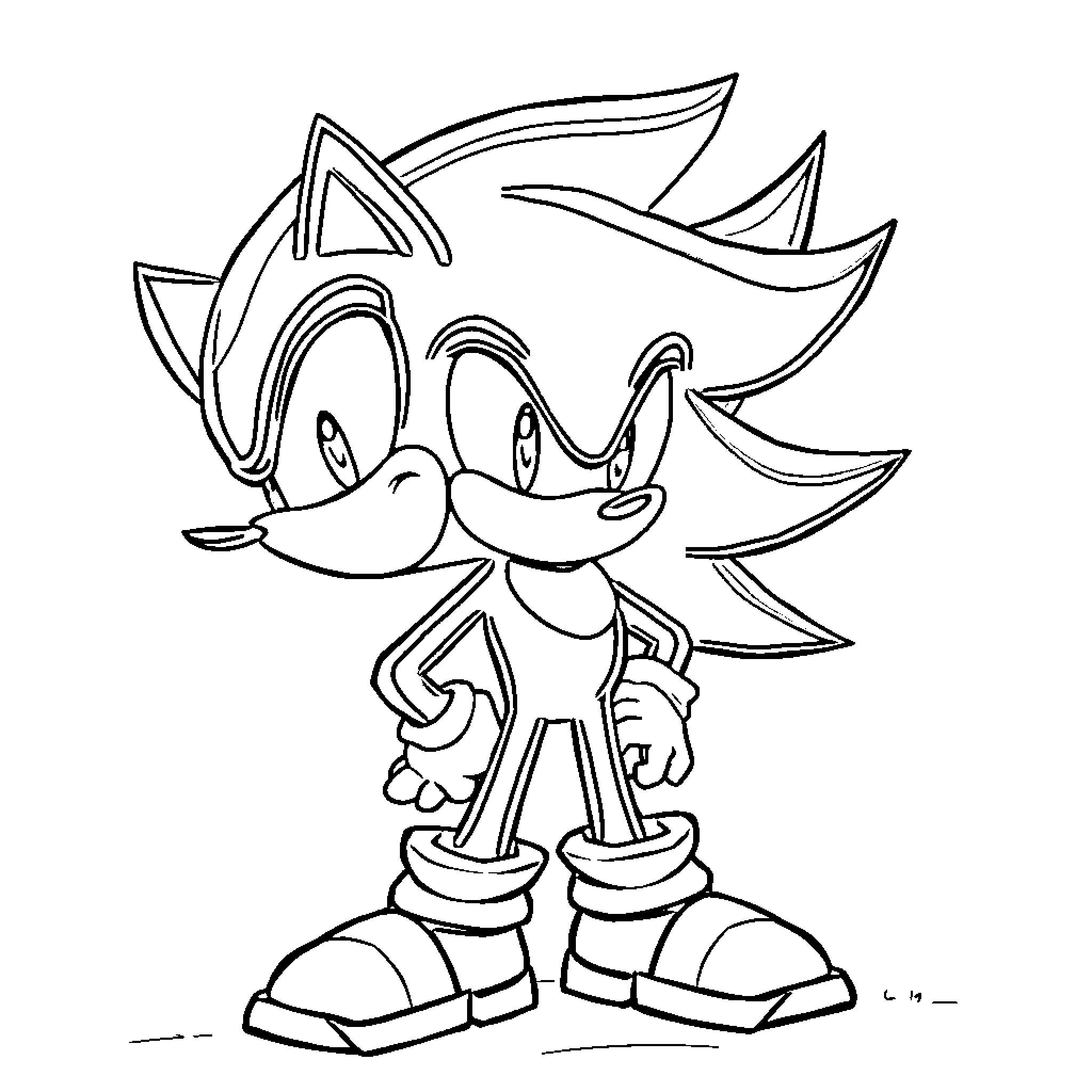 Shadow of Playful Hedgehog Character Coloring Page (free black-and-white line drawing printable PDF for all, from beginners to advanced learners, including children, teens, adults, and seniors)