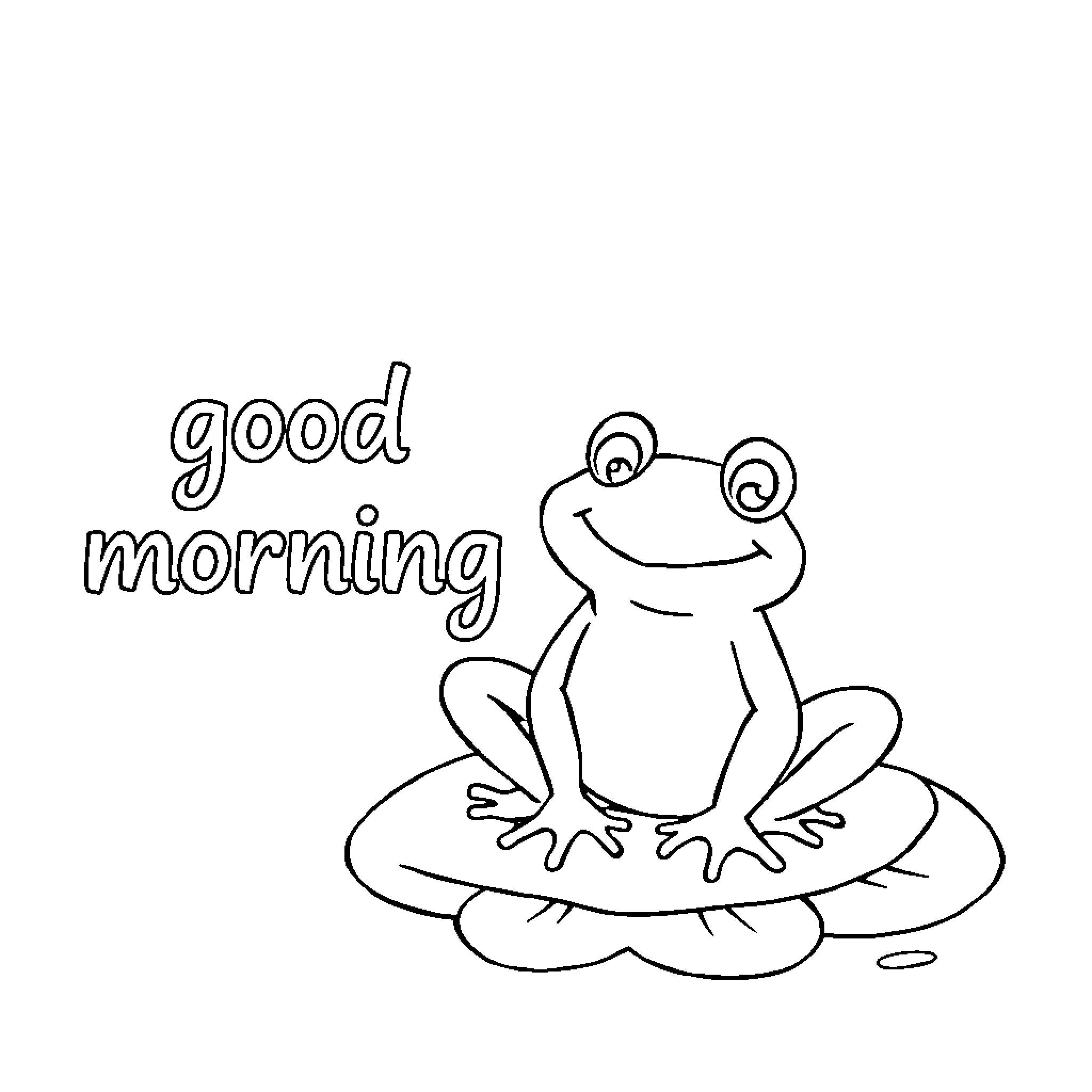 Frog greeting with a happy expression Coloring Page (free black-and-white line drawing printable PDF for all, from beginners to advanced learners, including children, teens, adults, and seniors)