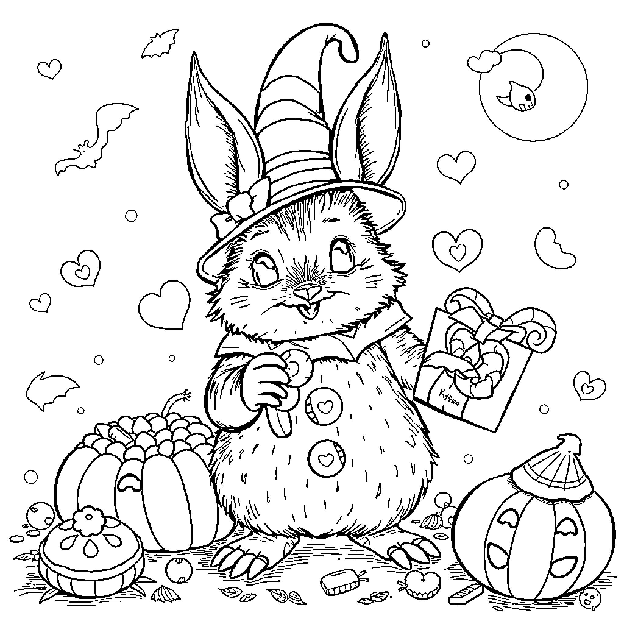 Eichhörnchen in festlicher Winterlandschaft Coloring Page (free black-and-white line drawing printable PDF for all, from beginners to advanced learners, including children, teens, adults, and seniors)