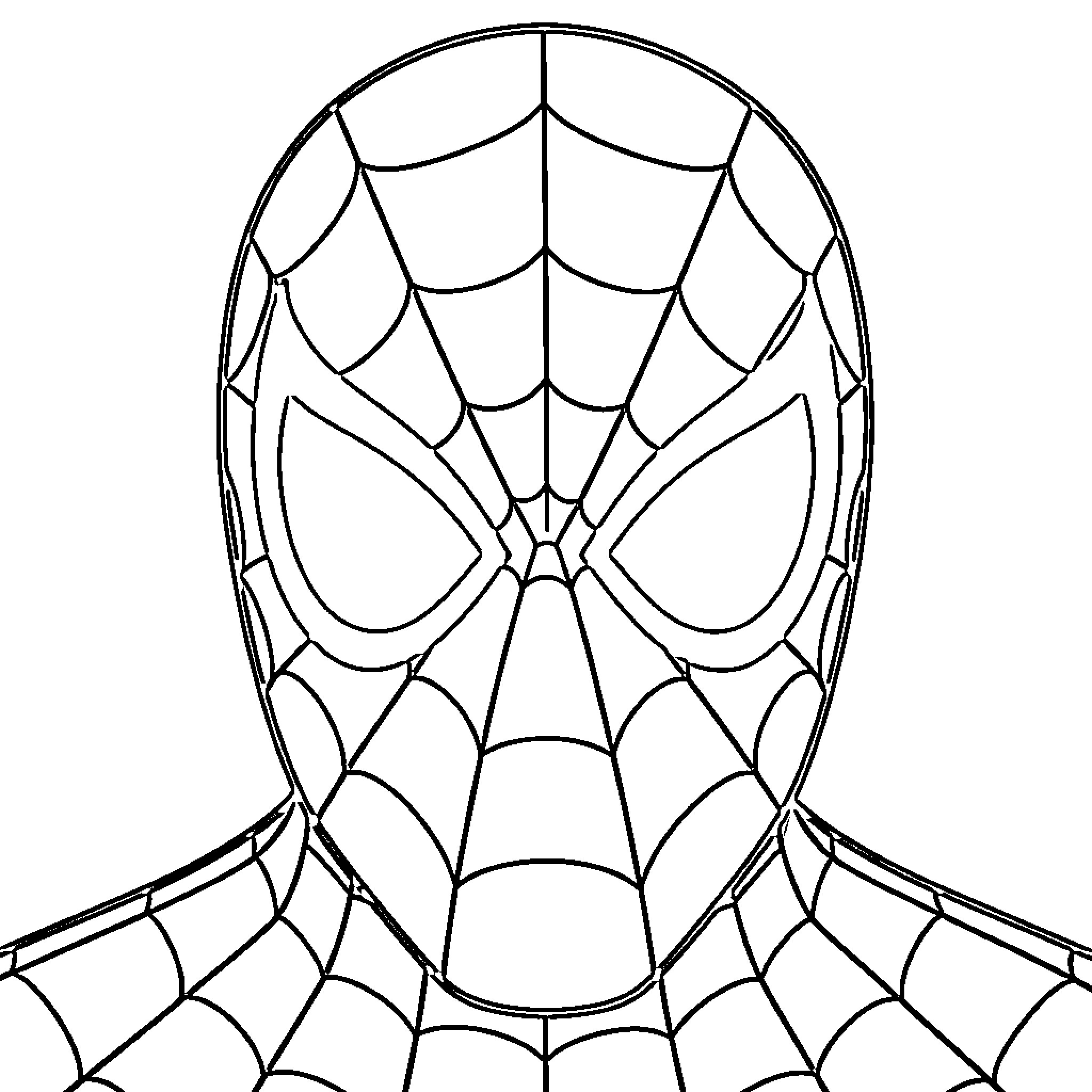Spider-Man wearing a mask in a portrait view Coloring Page (free black-and-white line drawing printable PDF for all, from beginners to advanced learners, including children, teens, adults, and seniors)