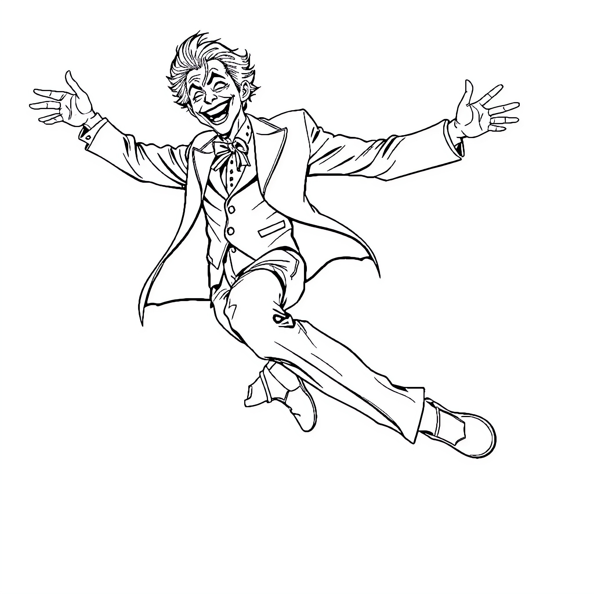 Joker's Joyful Antics Coloring Page (free black-and-white line drawing printable PDF for all, from beginners to advanced learners, including children, teens, adults, and seniors)