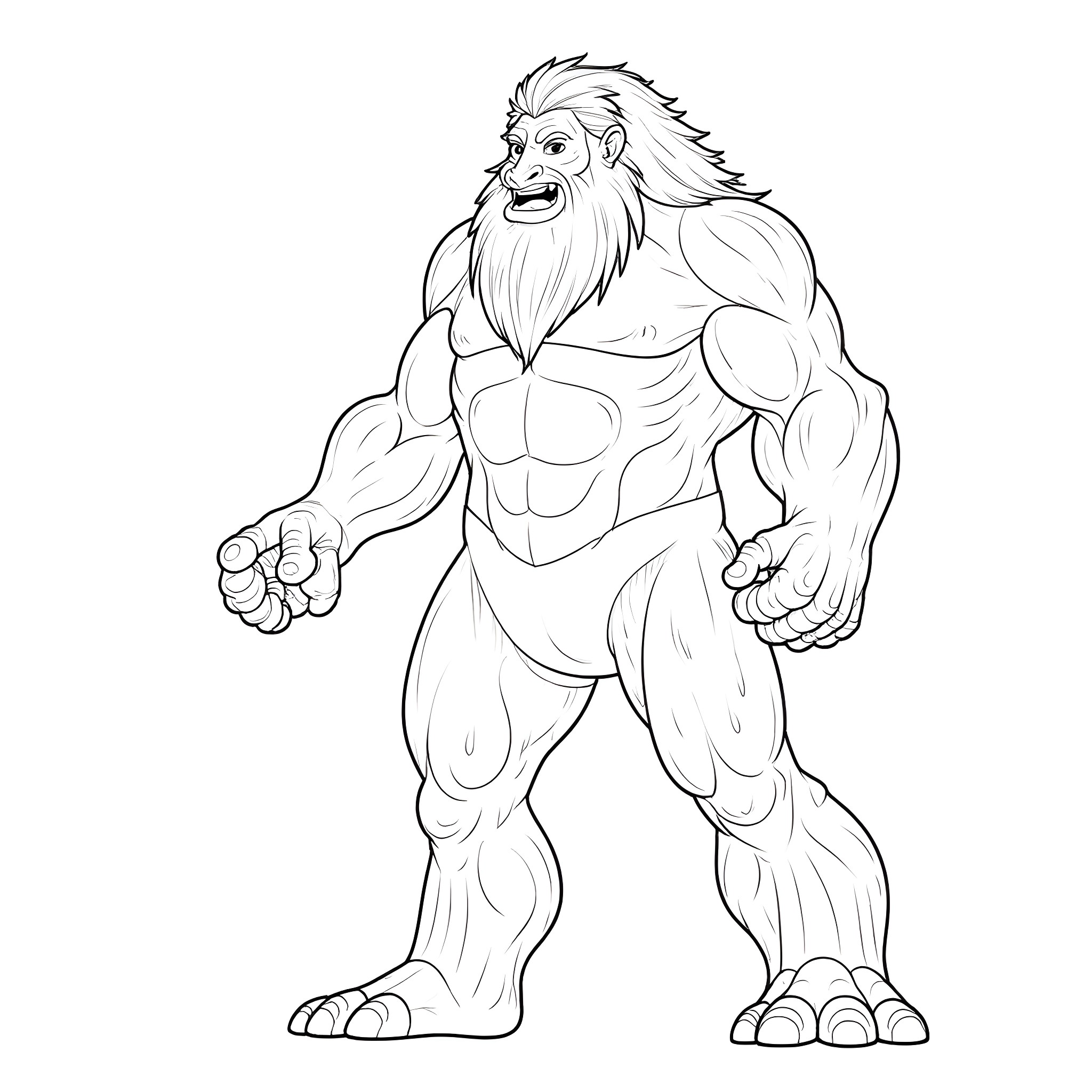 Behemoth Creature Roaring with Ferocity Coloring Page (free black-and-white line drawing printable PDF for all, from beginners to advanced learners, including children, teens, adults, and seniors)