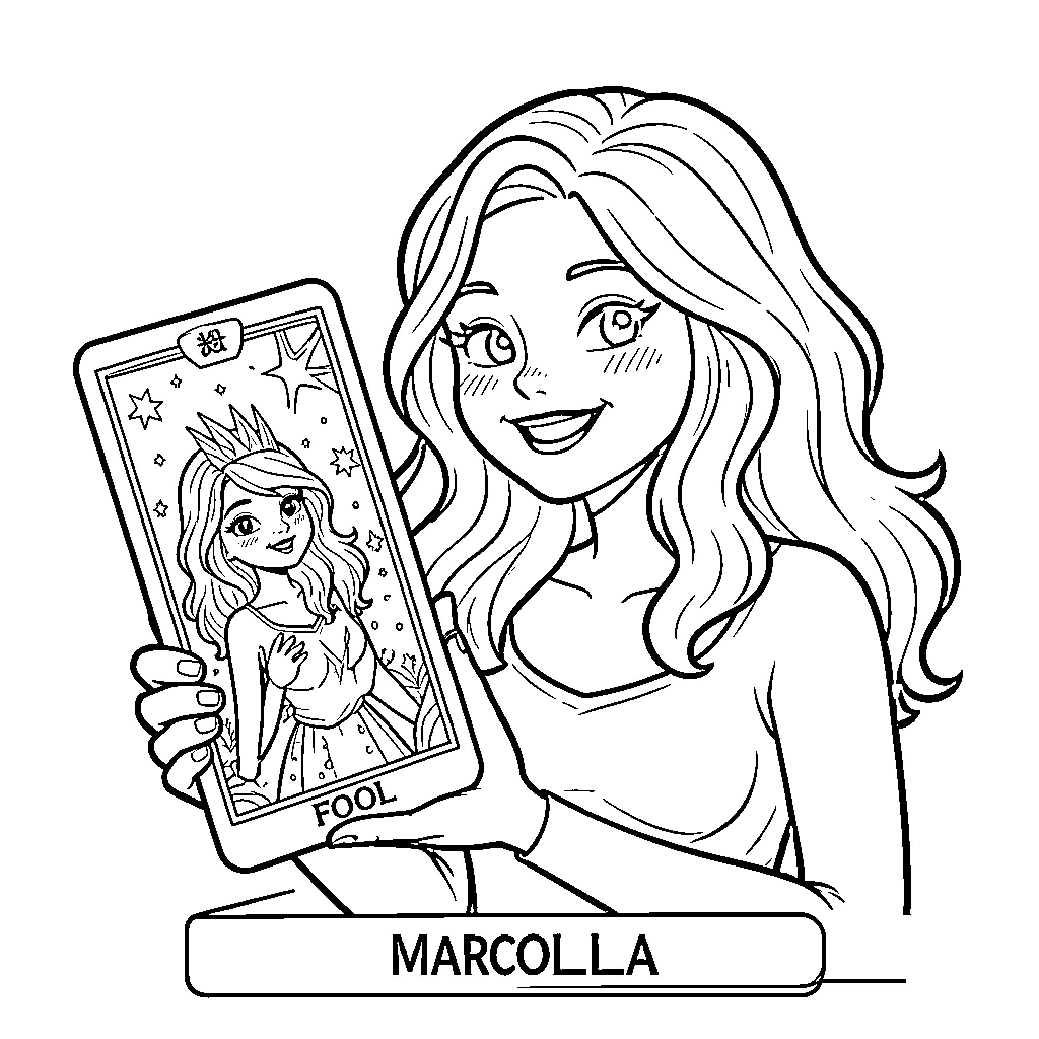 Fool's Joyful Discovery in the Digital Age Coloring Page (free black-and-white line drawing printable PDF for all, from beginners to advanced learners, including children, teens, adults, and seniors)