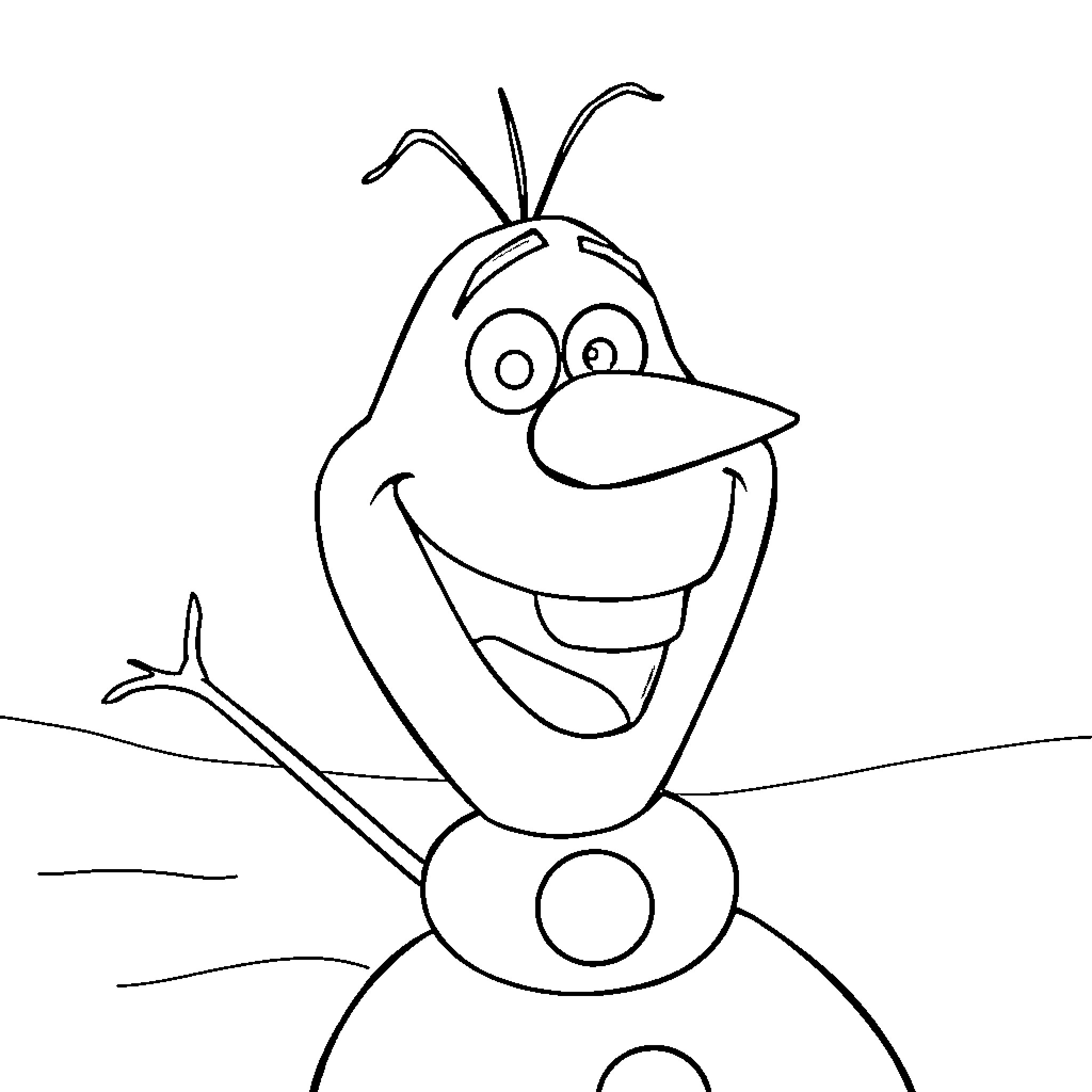 Snowman character smiling happily Coloring Page (free black-and-white line drawing printable PDF for all, from beginners to advanced learners, including children, teens, adults, and seniors)