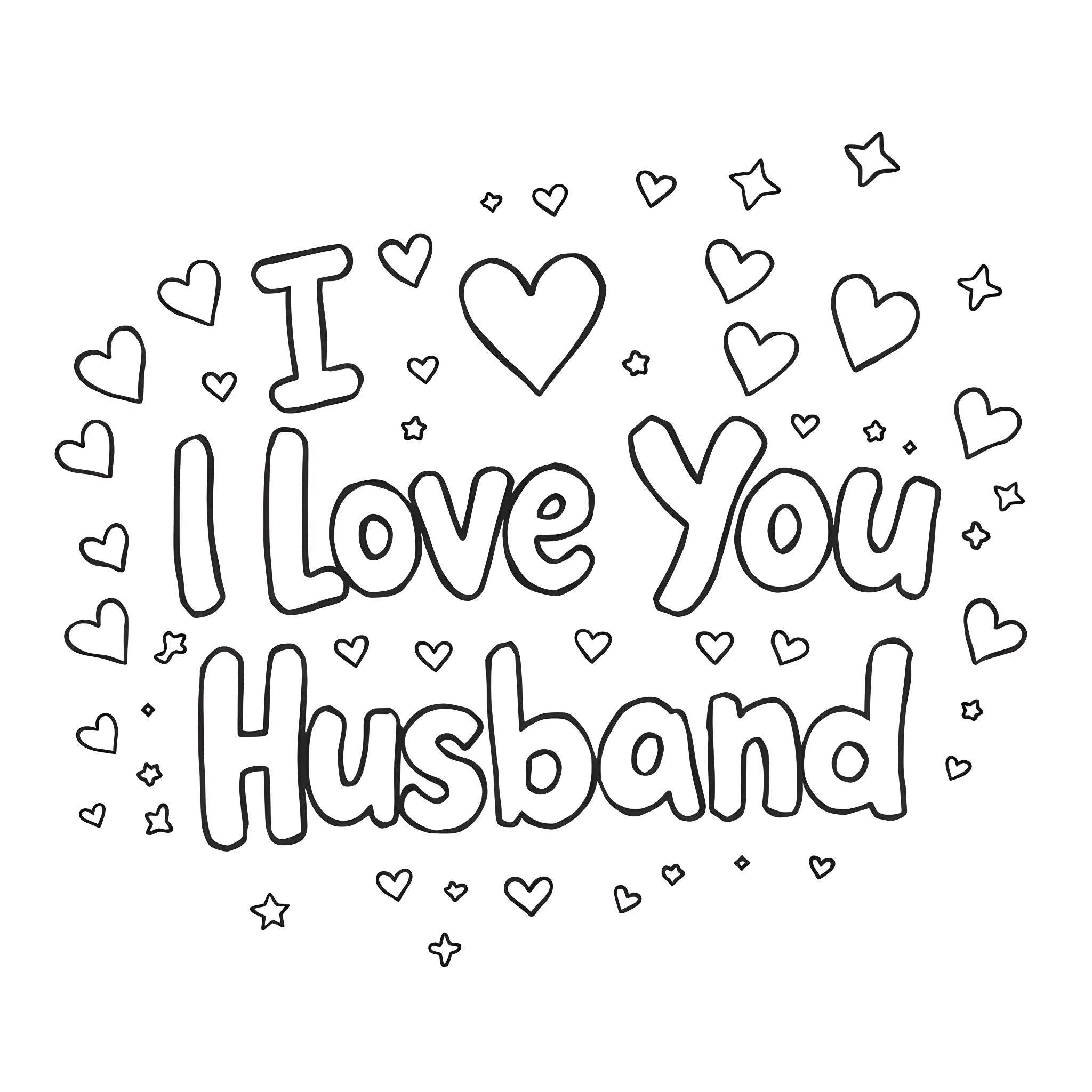 Love and affection for husband Coloring Page (free black-and-white line drawing printable PDF for all, from beginners to advanced learners, including children, teens, adults, and seniors)