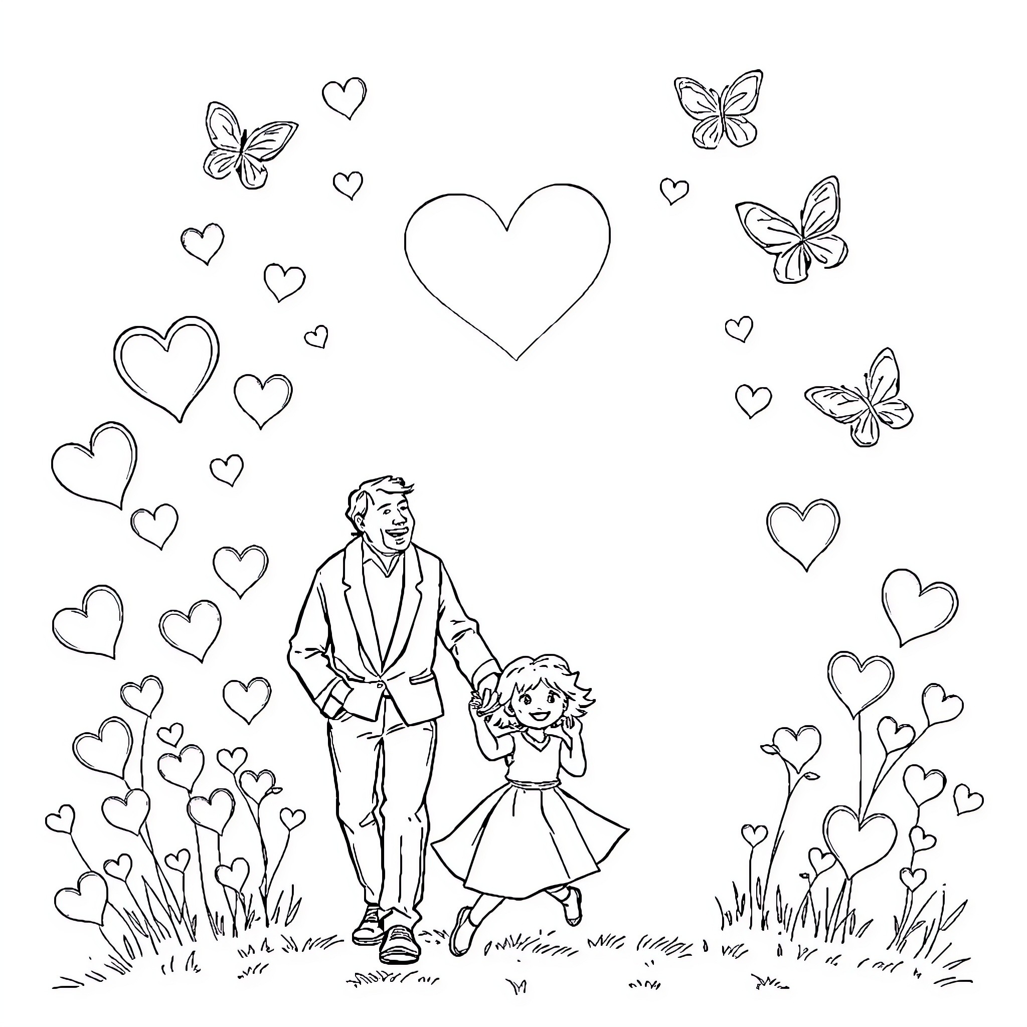 Heart-Filled Moments of Love and Joy Coloring Page (free black-and-white line drawing printable PDF for all, from beginners to advanced learners, including children, teens, adults, and seniors)