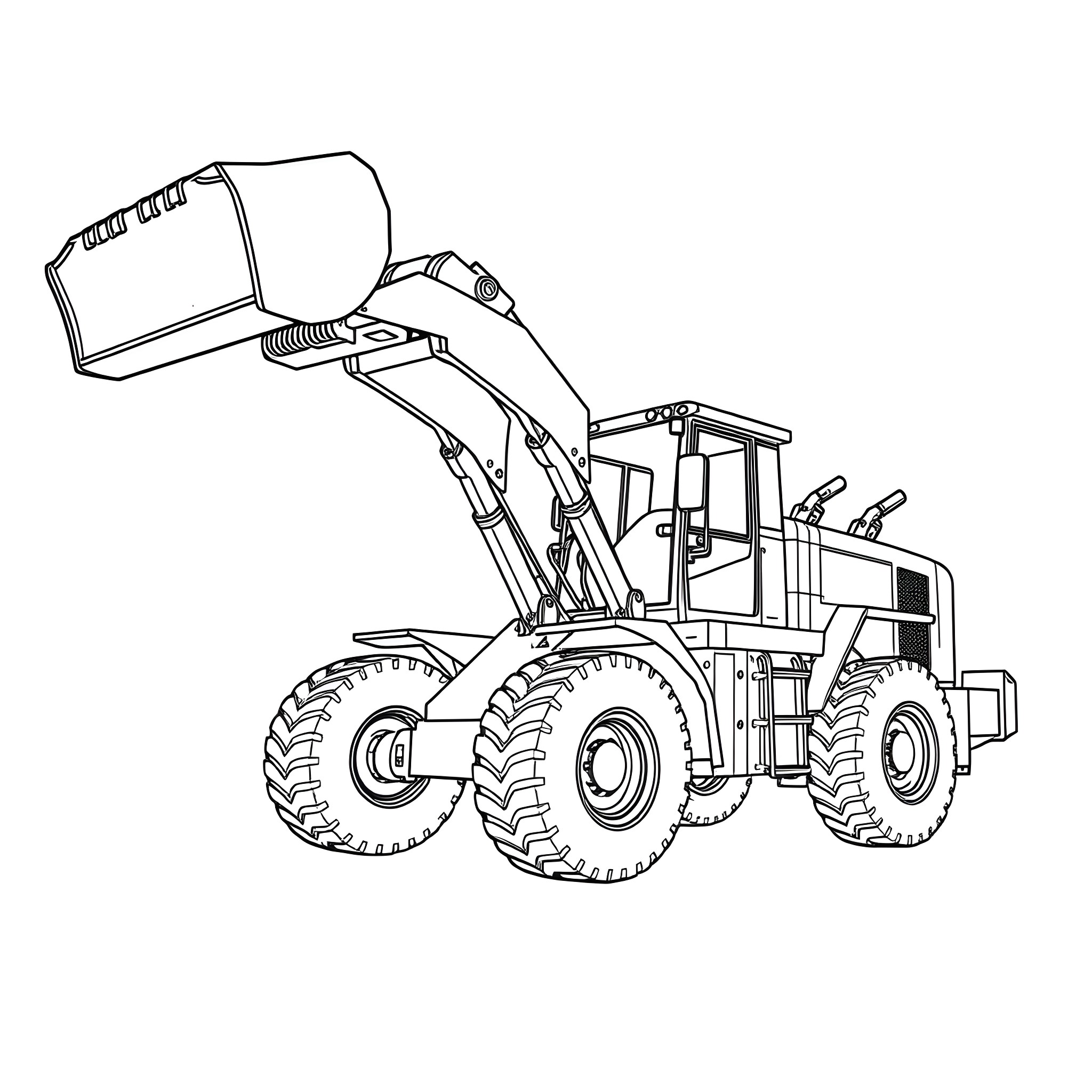 Knuckleboom Loader Lifting Heavy Equipment Coloring Page (free black-and-white line drawing printable PDF for all, from beginners to advanced learners, including children, teens, adults, and seniors)