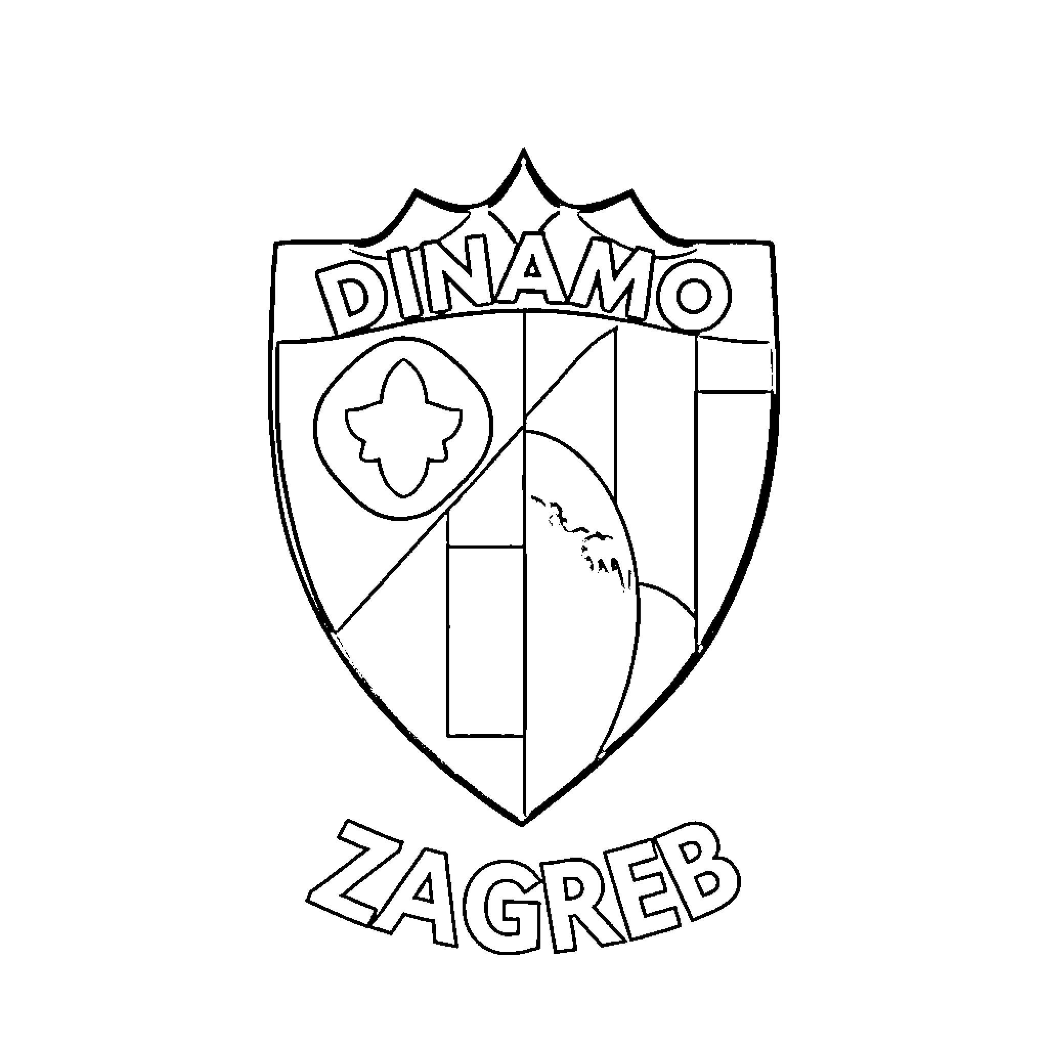 Dinamo Zagreb team crest illustration Coloring Page (free black-and-white line drawing printable PDF for all, from beginners to advanced learners, including children, teens, adults, and seniors)