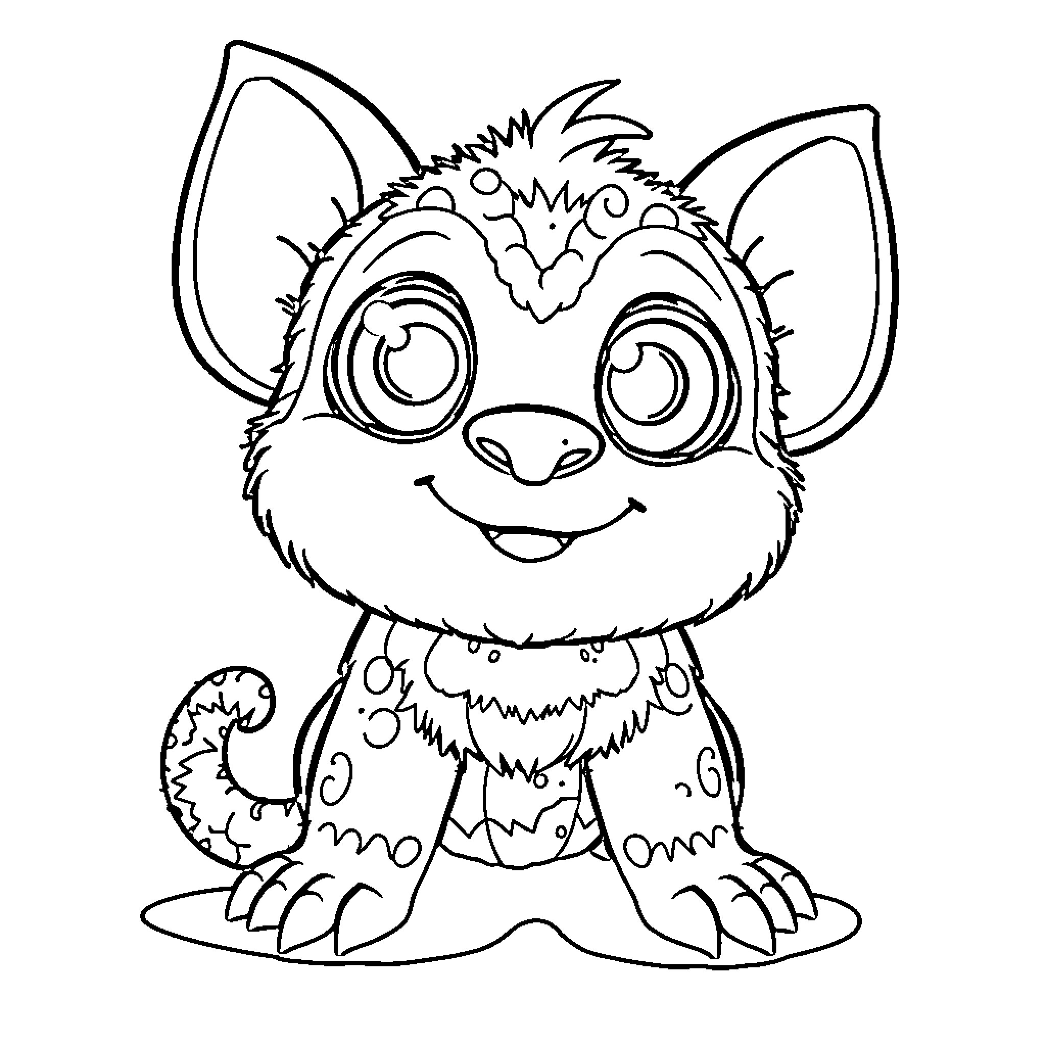Labubu the Cute and Playful Furry Creature Coloring Page (free black-and-white line drawing printable PDF for all, from beginners to advanced learners, including children, teens, adults, and seniors)