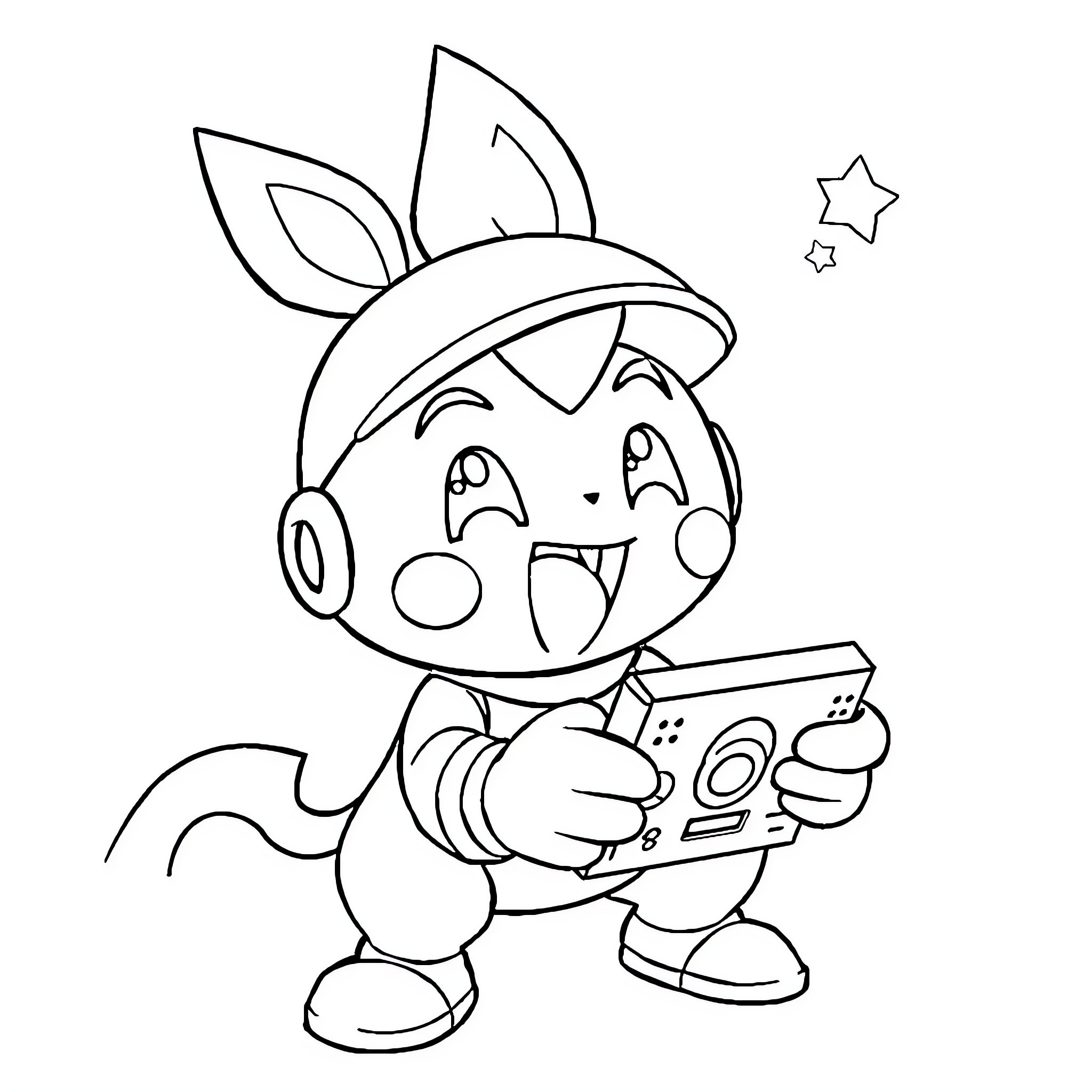 Brawlstars Character playing video game Coloring Page (free black-and-white line drawing printable PDF for all, from beginners to advanced learners, including children, teens, adults, and seniors)