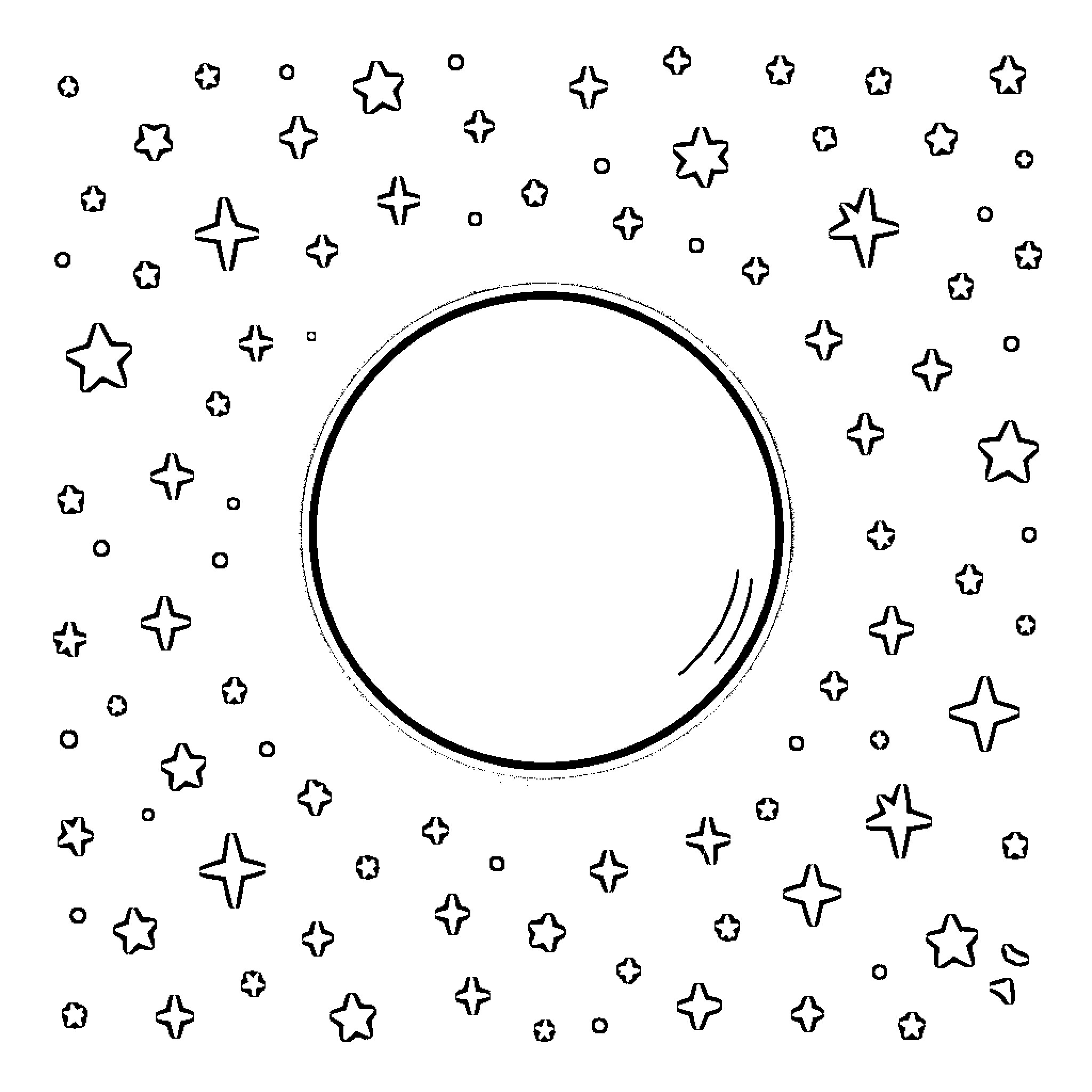 Ball of stars in a night sky Coloring Page (free black-and-white line drawing printable PDF for all, from beginners to advanced learners, including children, teens, adults, and seniors)