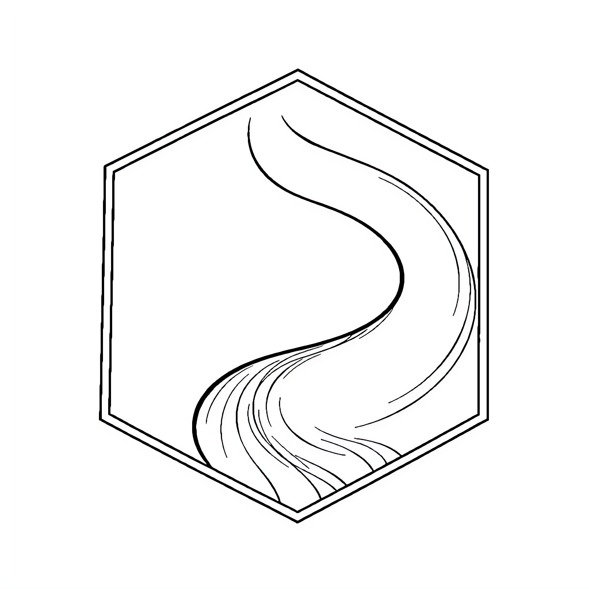 Loop flowing geometric abstract design Coloring Page (free black-and-white line drawing printable PDF for all, from beginners to advanced learners, including children, teens, adults, and seniors)