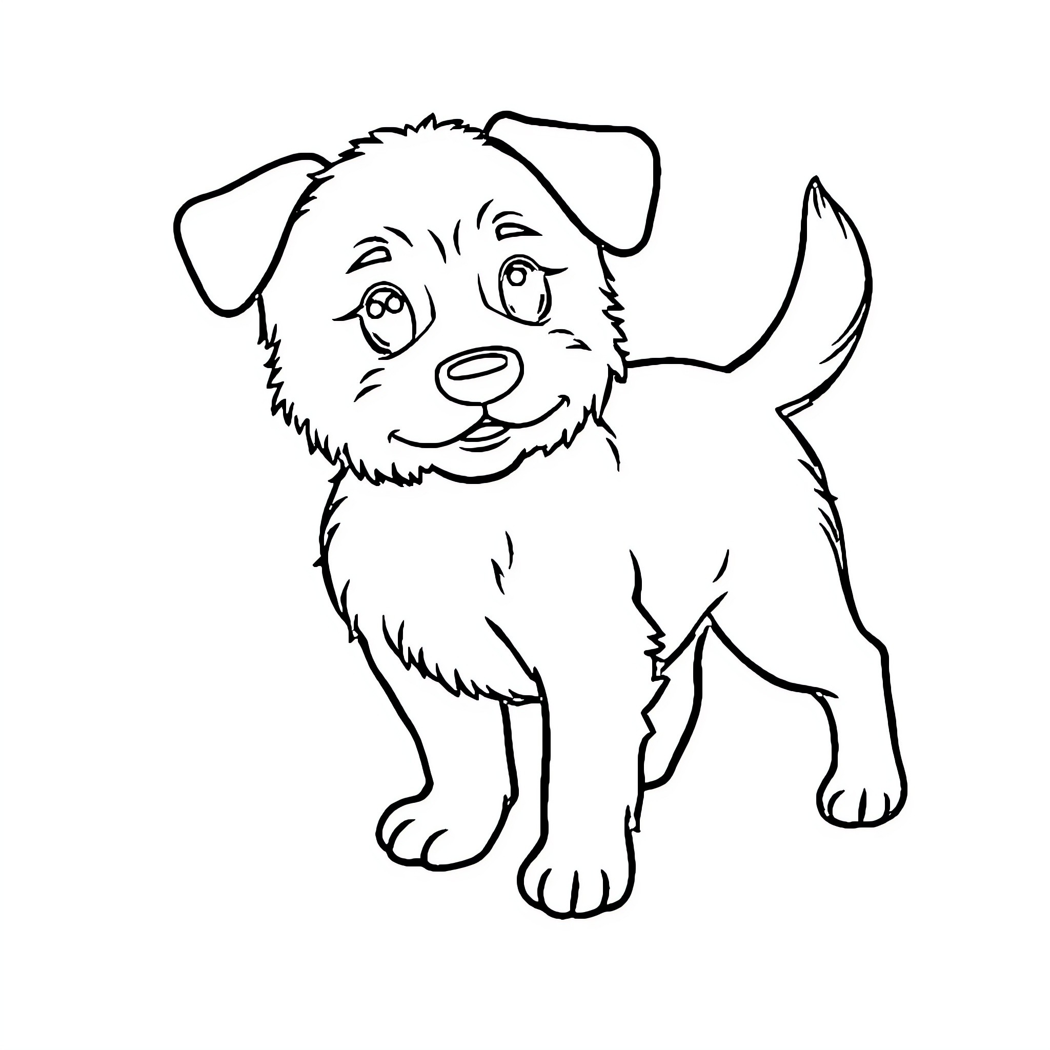 Animal friendly puppy illustration Coloring Page (free black-and-white line drawing printable PDF for all, from beginners to advanced learners, including children, teens, adults, and seniors)