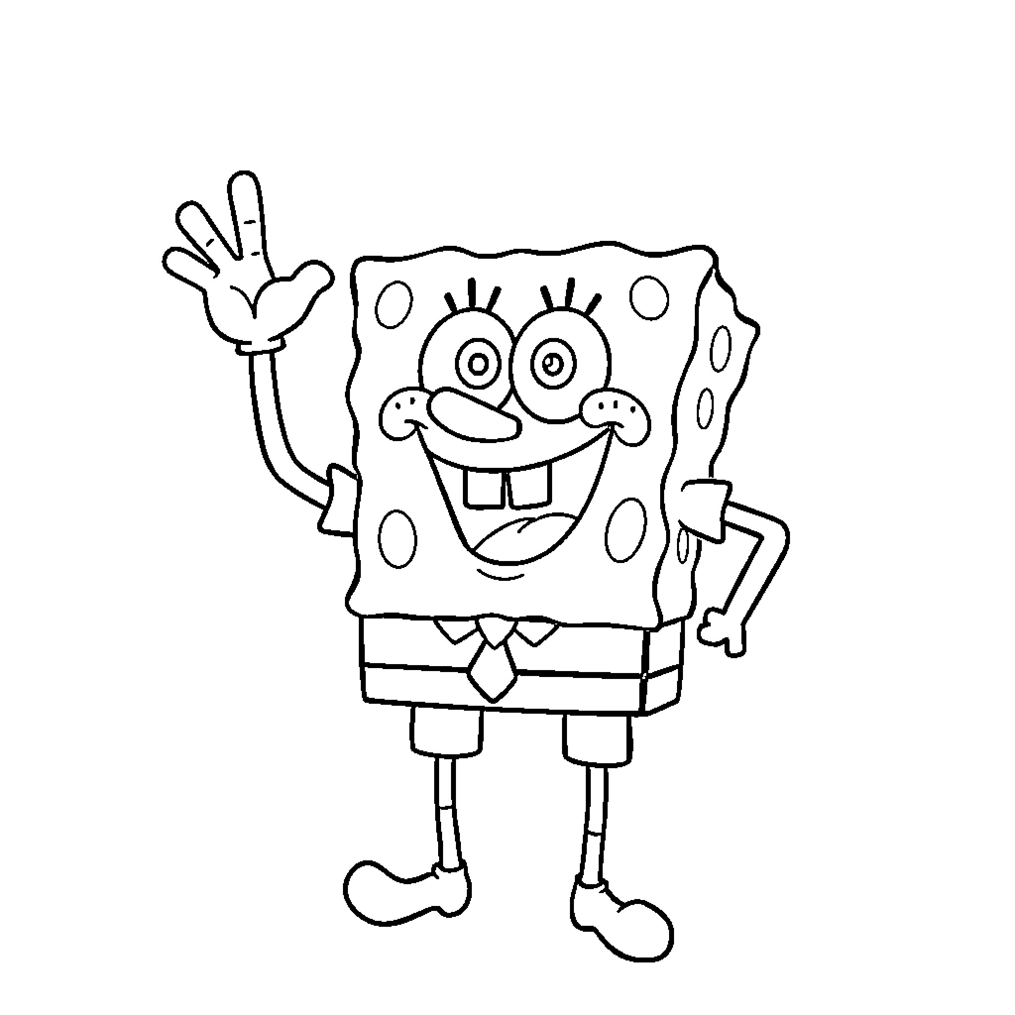 SpongeBob and Patrick having fun together Coloring Page (free black-and-white line drawing printable PDF for all, from beginners to advanced learners, including children, teens, adults, and seniors)