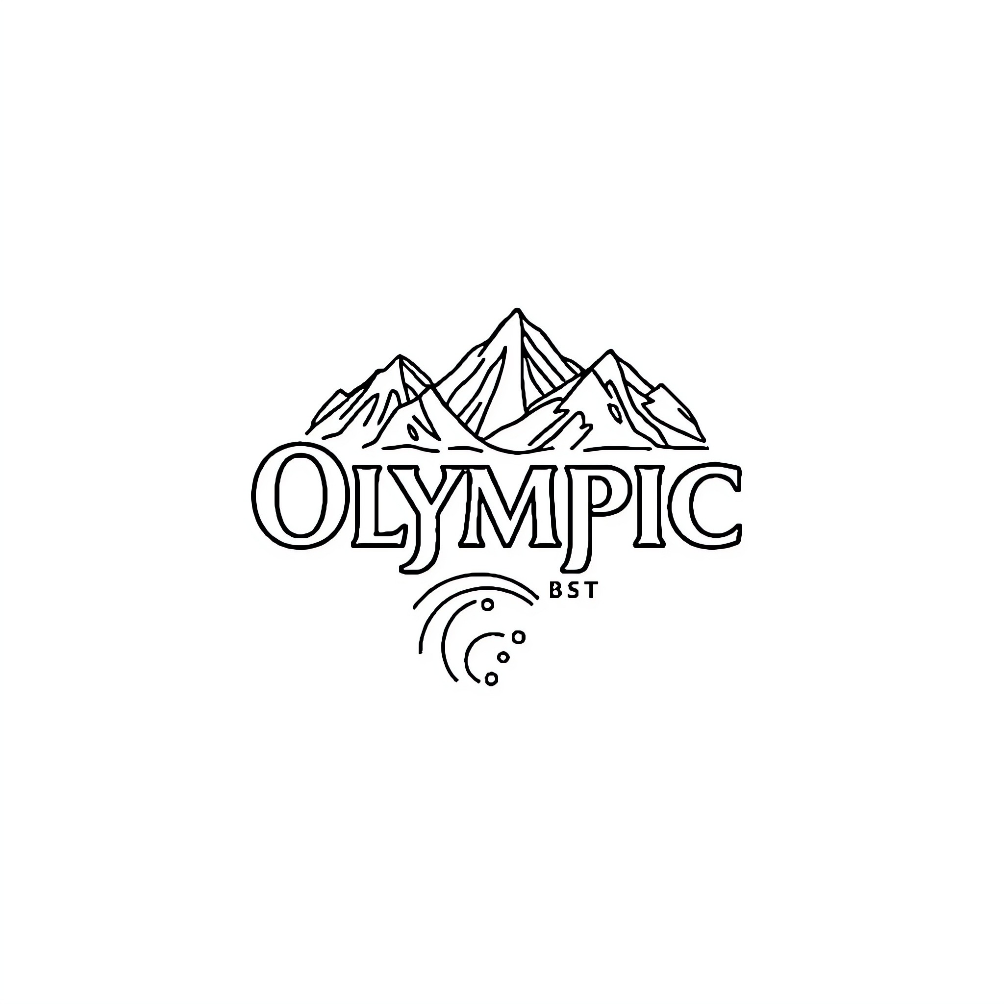 Logo with mountains and Olympic text Coloring Page (free black-and-white line drawing printable PDF for all, from beginners to advanced learners, including children, teens, adults, and seniors)