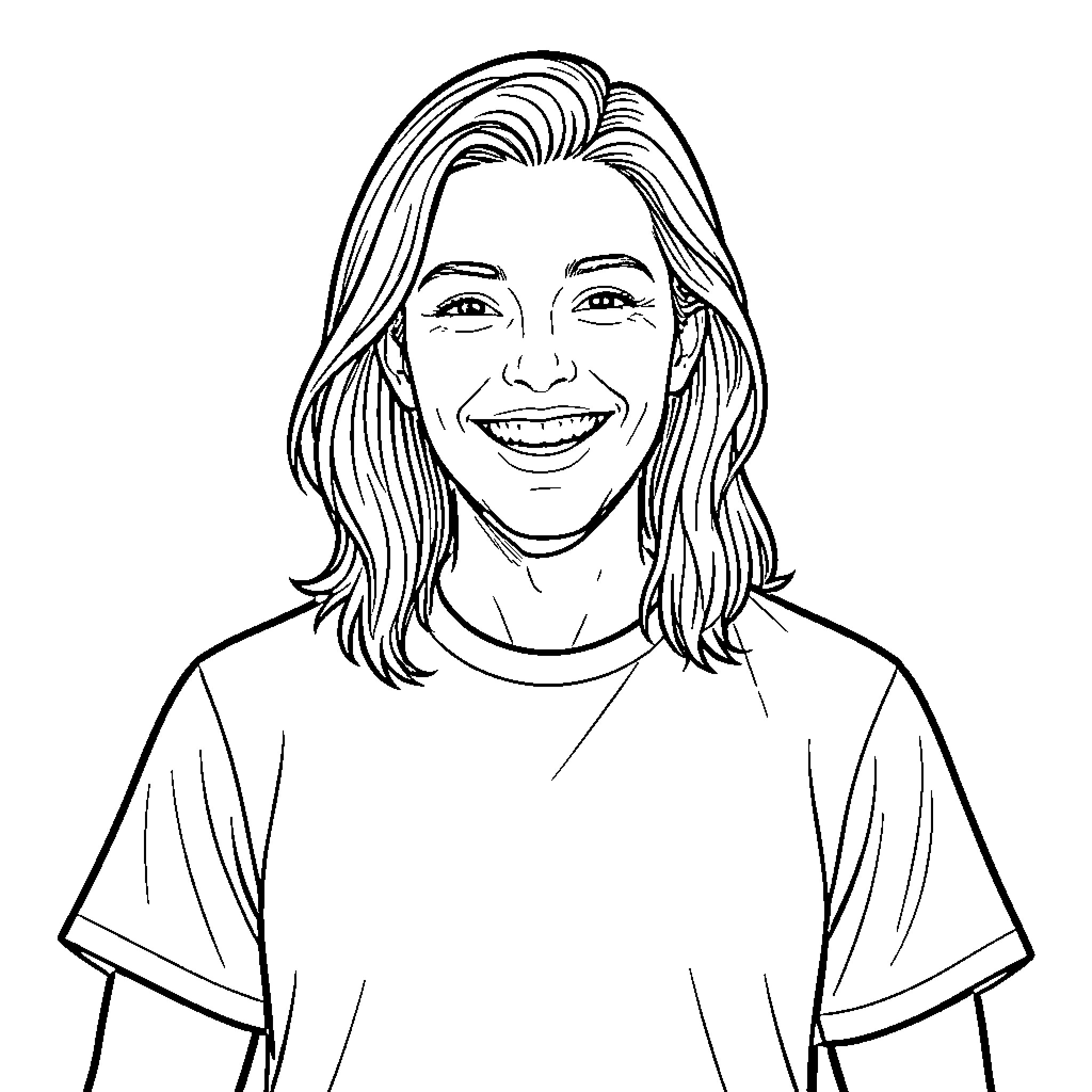 Alex Warren smiling cheerfully in casual outfit Coloring Page (free black-and-white line drawing printable PDF for all, from beginners to advanced learners, including children, teens, adults, and seniors)