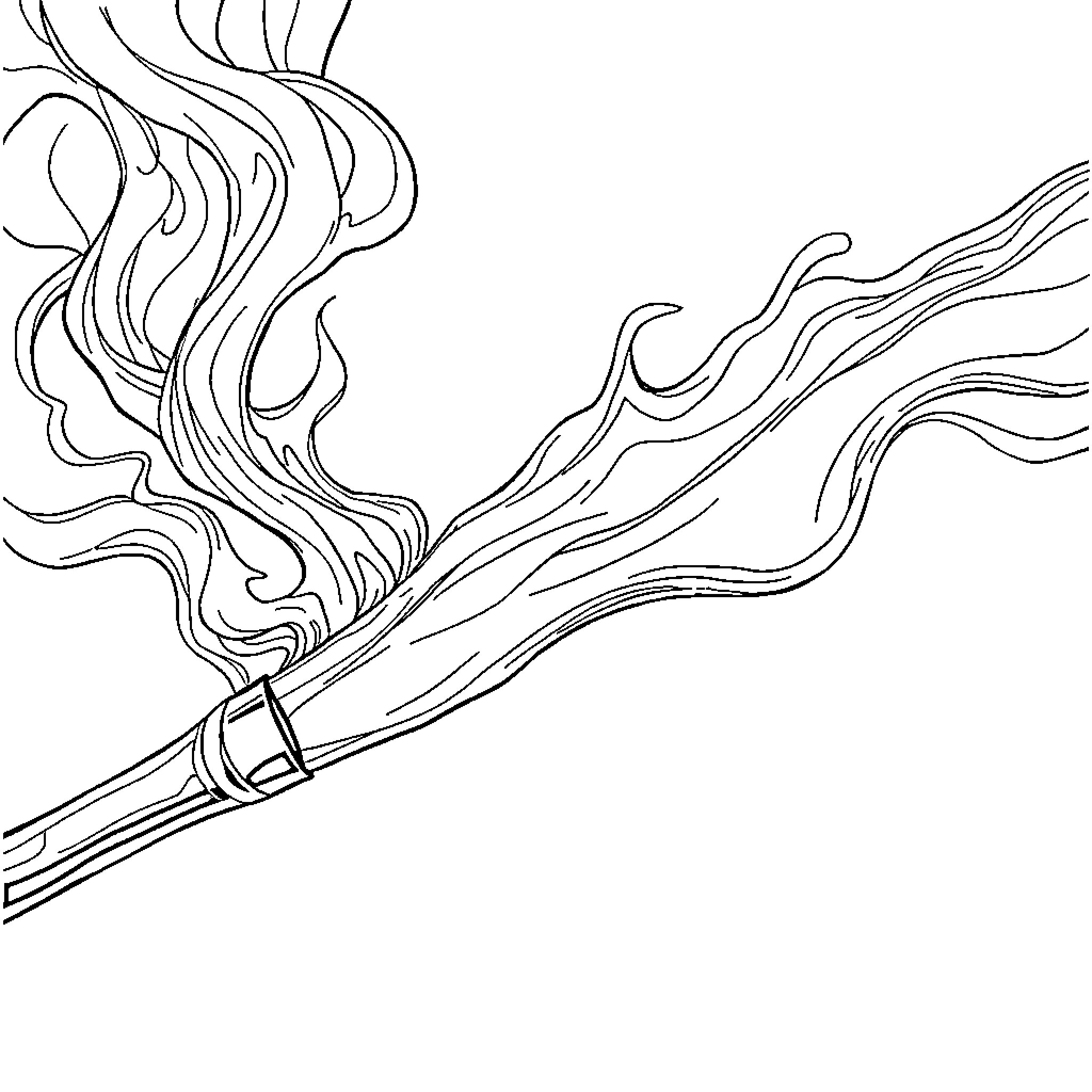 Foil Flaming Sword Silhouette Coloring Page (free black-and-white line drawing printable PDF for all, from beginners to advanced learners, including children, teens, adults, and seniors)