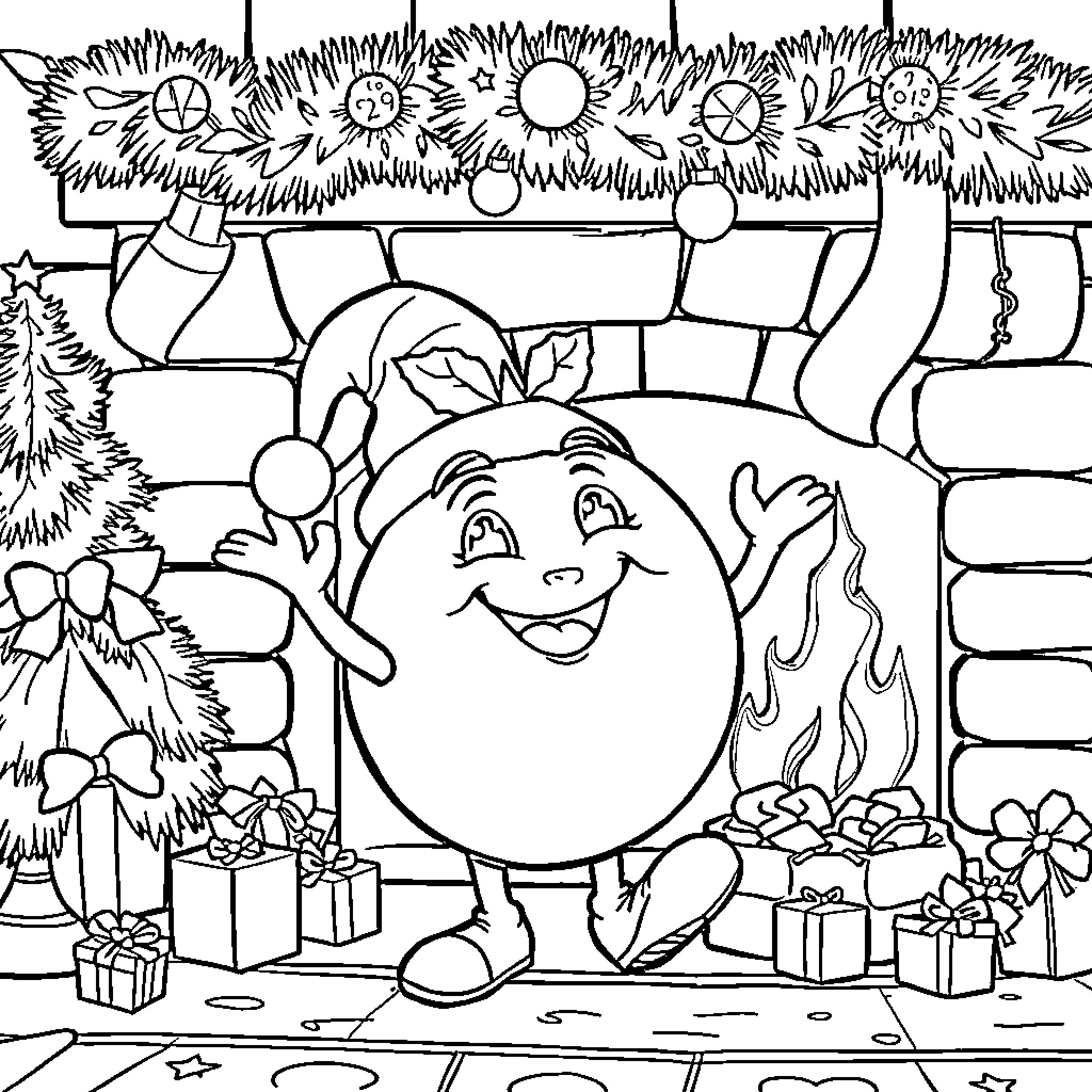 Tomato character celebrates at festive party Coloring Page (free black-and-white line drawing printable PDF for all, from beginners to advanced learners, including children, teens, adults, and seniors)