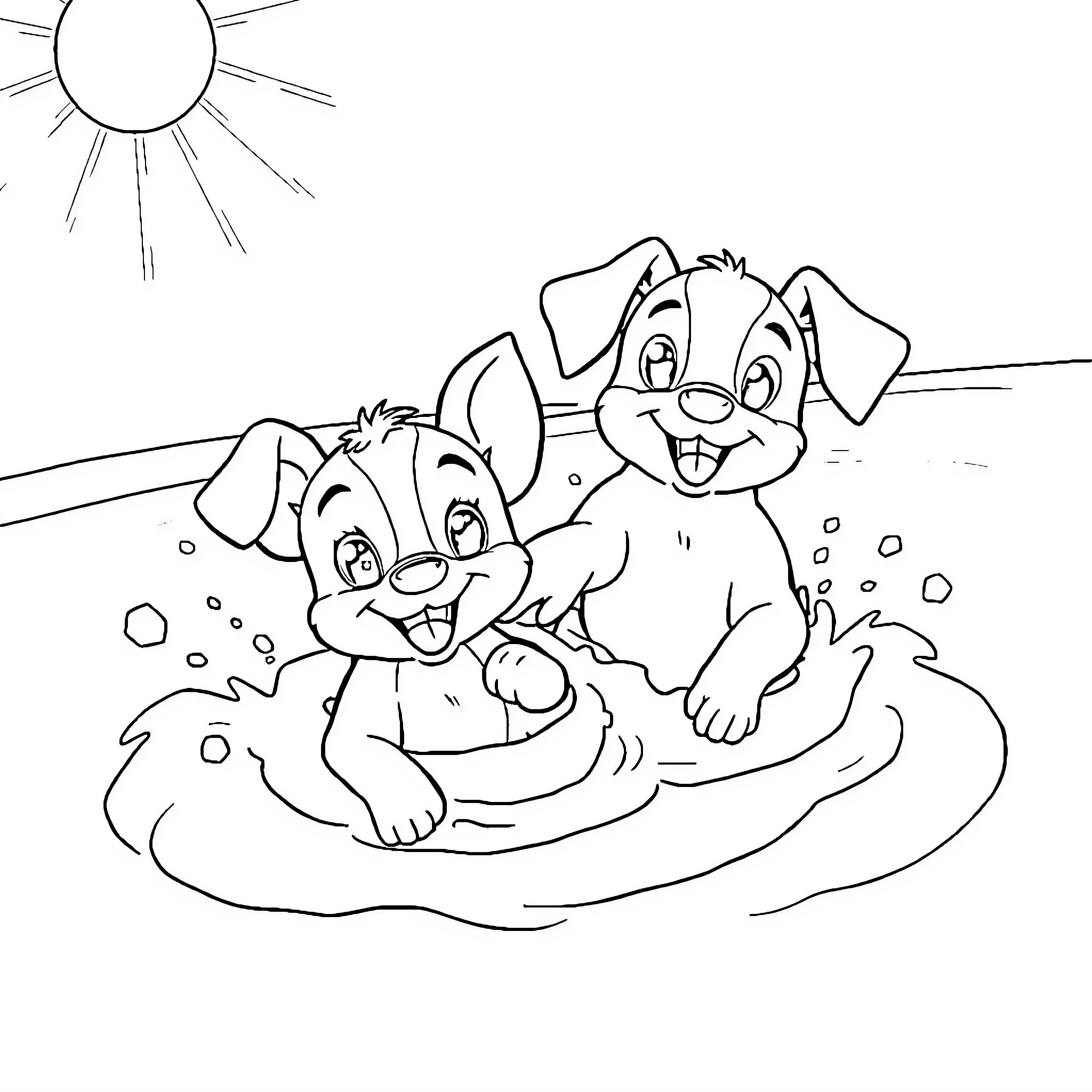 Bluey's outdoor adventure with friends Coloring Page (free black-and-white line drawing printable PDF for all, from beginners to advanced learners, including children, teens, adults, and seniors)