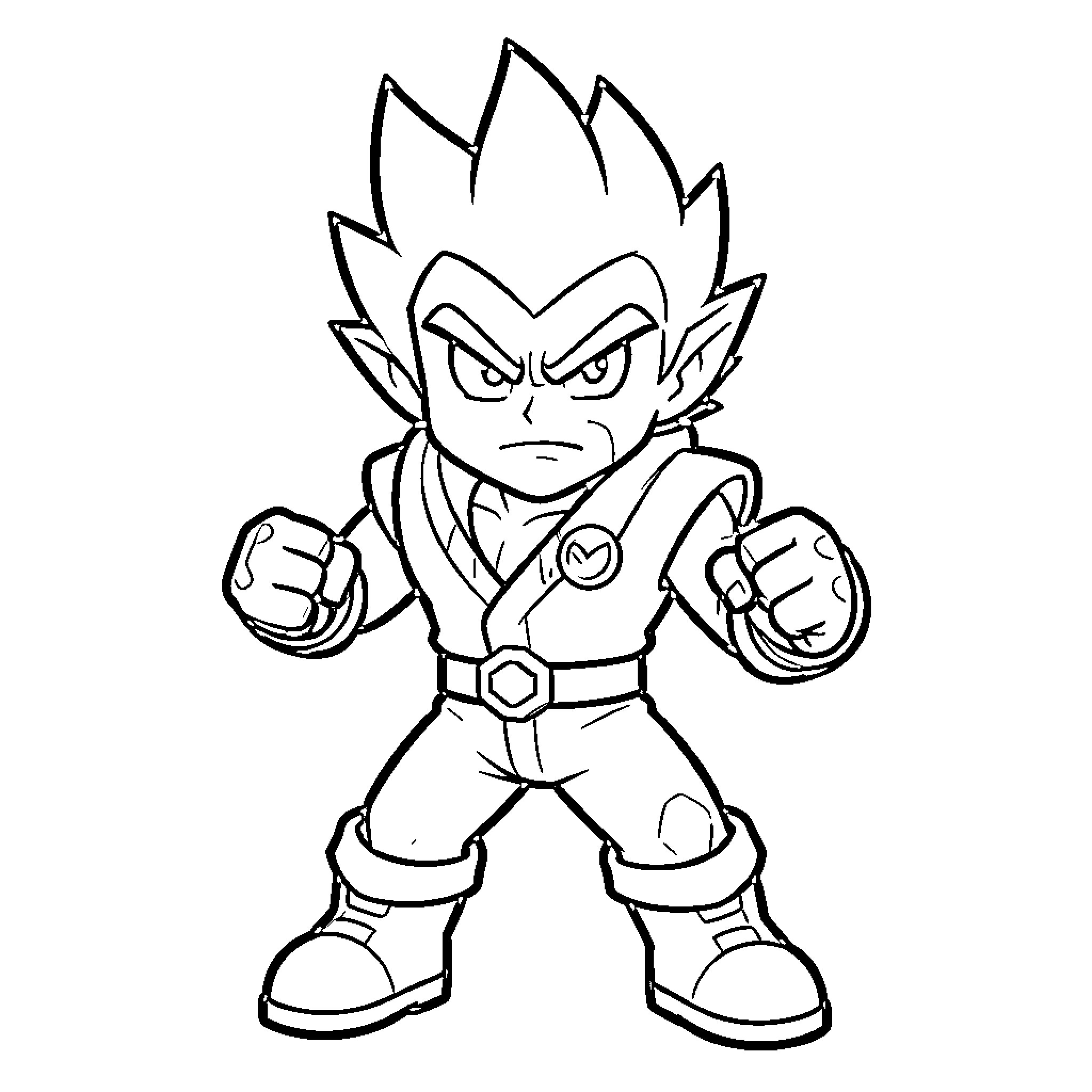 Sirius character standing in a powerful fighting stance Coloring Page (free black-and-white line drawing printable PDF for all, from beginners to advanced learners, including children, teens, adults, and seniors)
