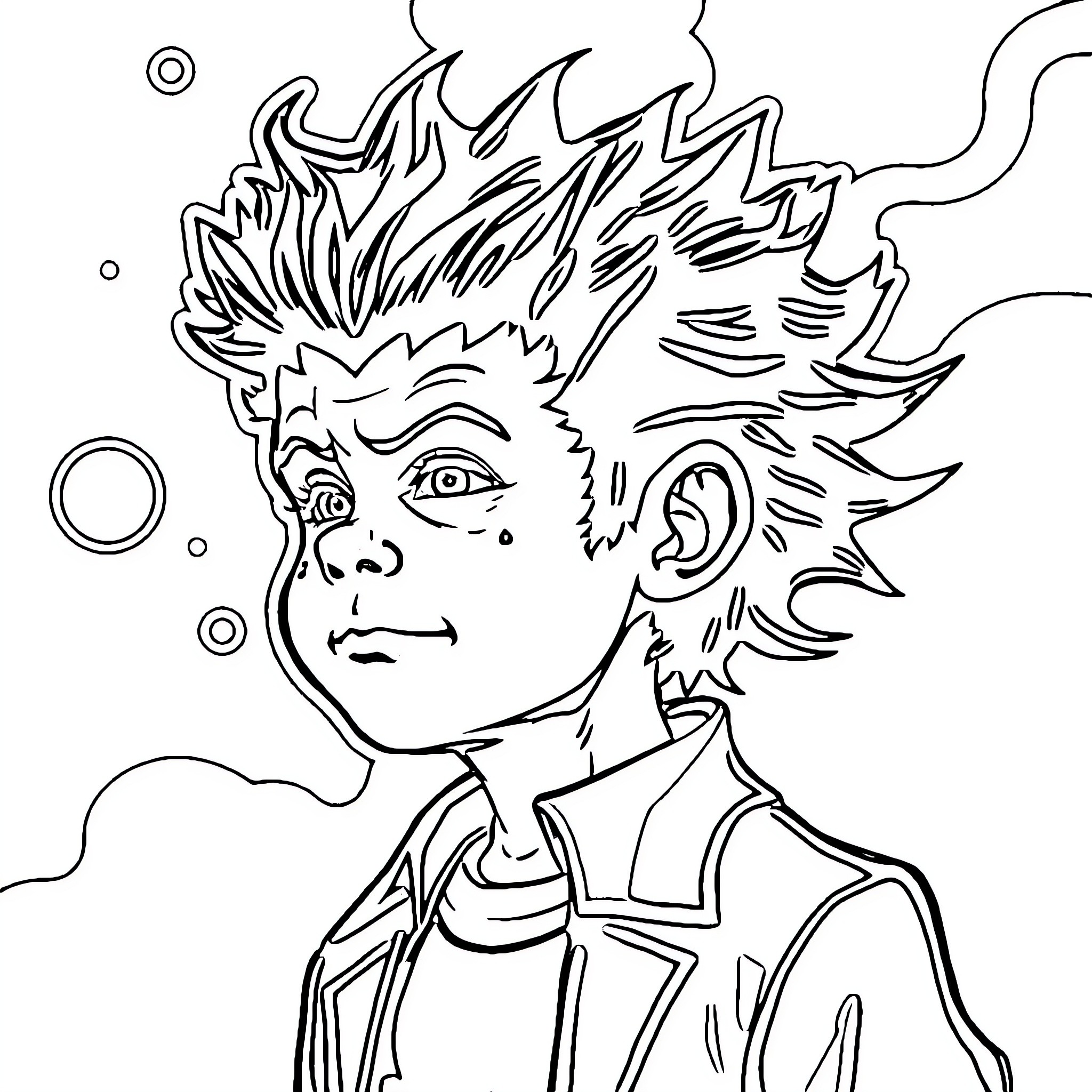 Frankenstein's Animated Protagonist in Contemplative Pose Coloring Page (free black-and-white line drawing printable PDF for all, from beginners to advanced learners, including children, teens, adults, and seniors)