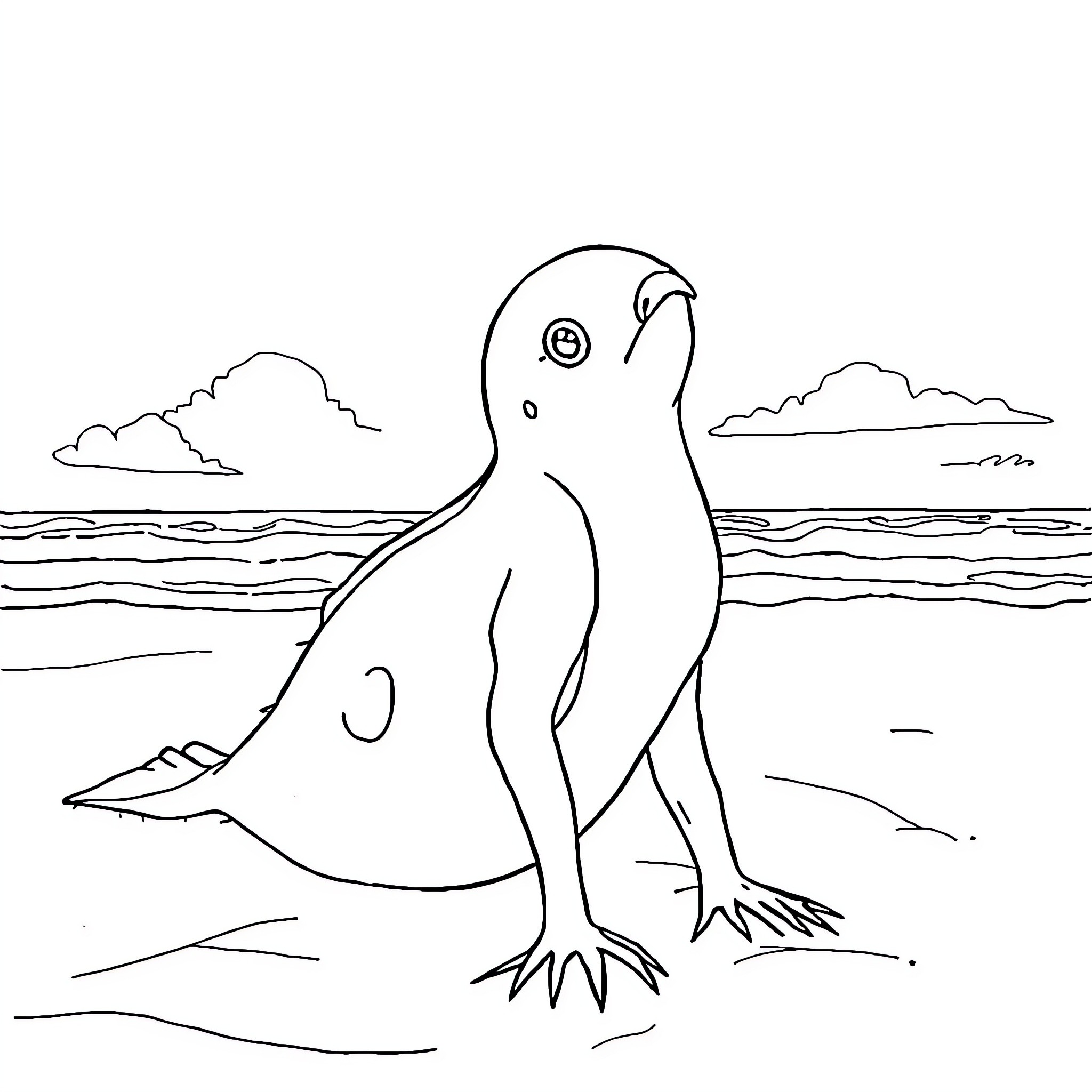 Fairy creature exploring the coastal waters Coloring Page (free black-and-white line drawing printable PDF for all, from beginners to advanced learners, including children, teens, adults, and seniors)