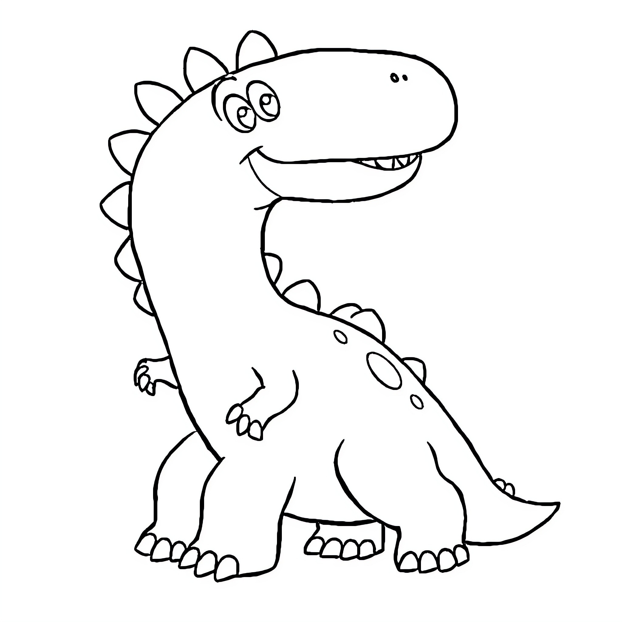 Dino displaying cheerful expression Coloring Page (free black-and-white line drawing printable PDF for all, from beginners to advanced learners, including children, teens, adults, and seniors)