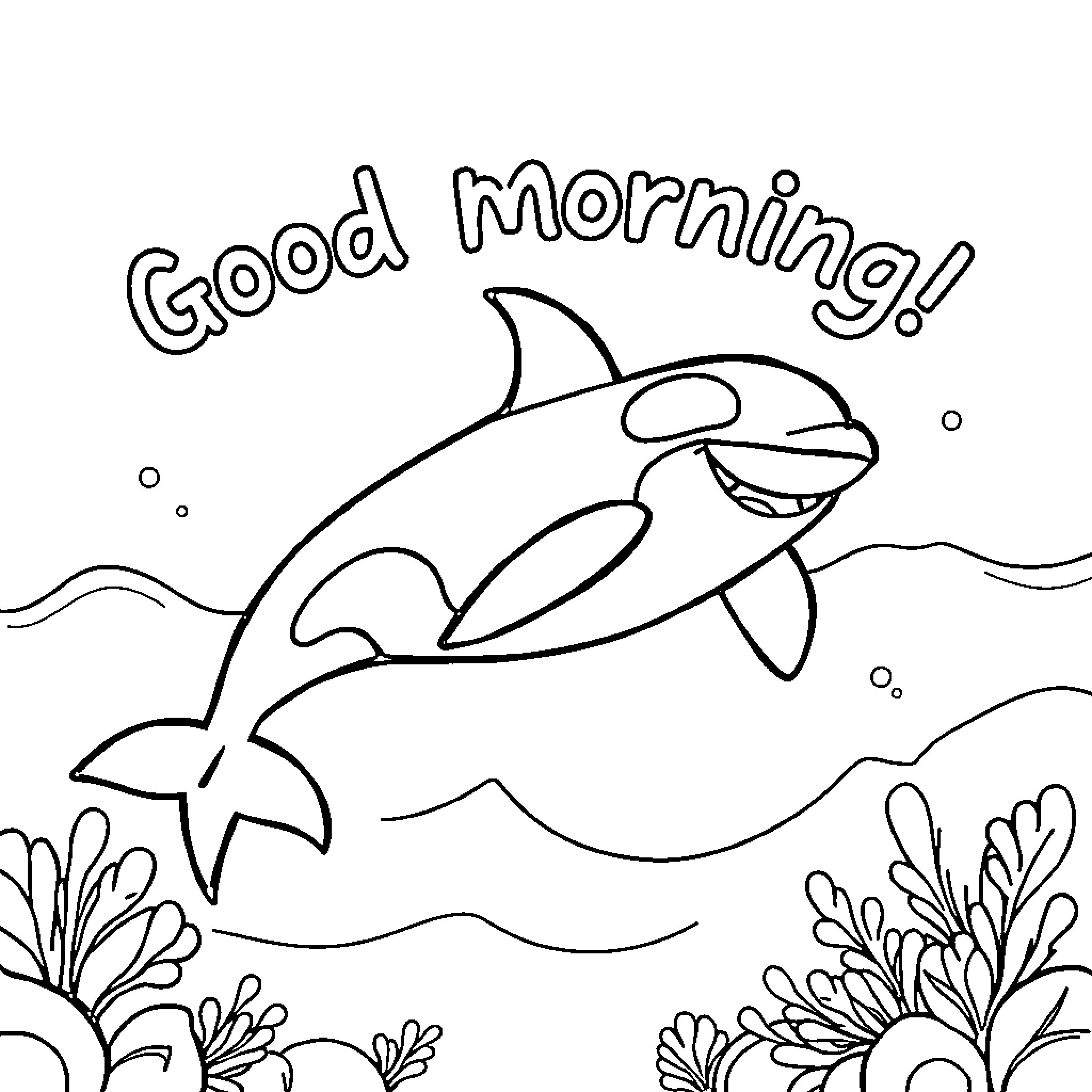 Orca splashing cheerfully in the ocean Coloring Page (free black-and-white line drawing printable PDF for all, from beginners to advanced learners, including children, teens, adults, and seniors)