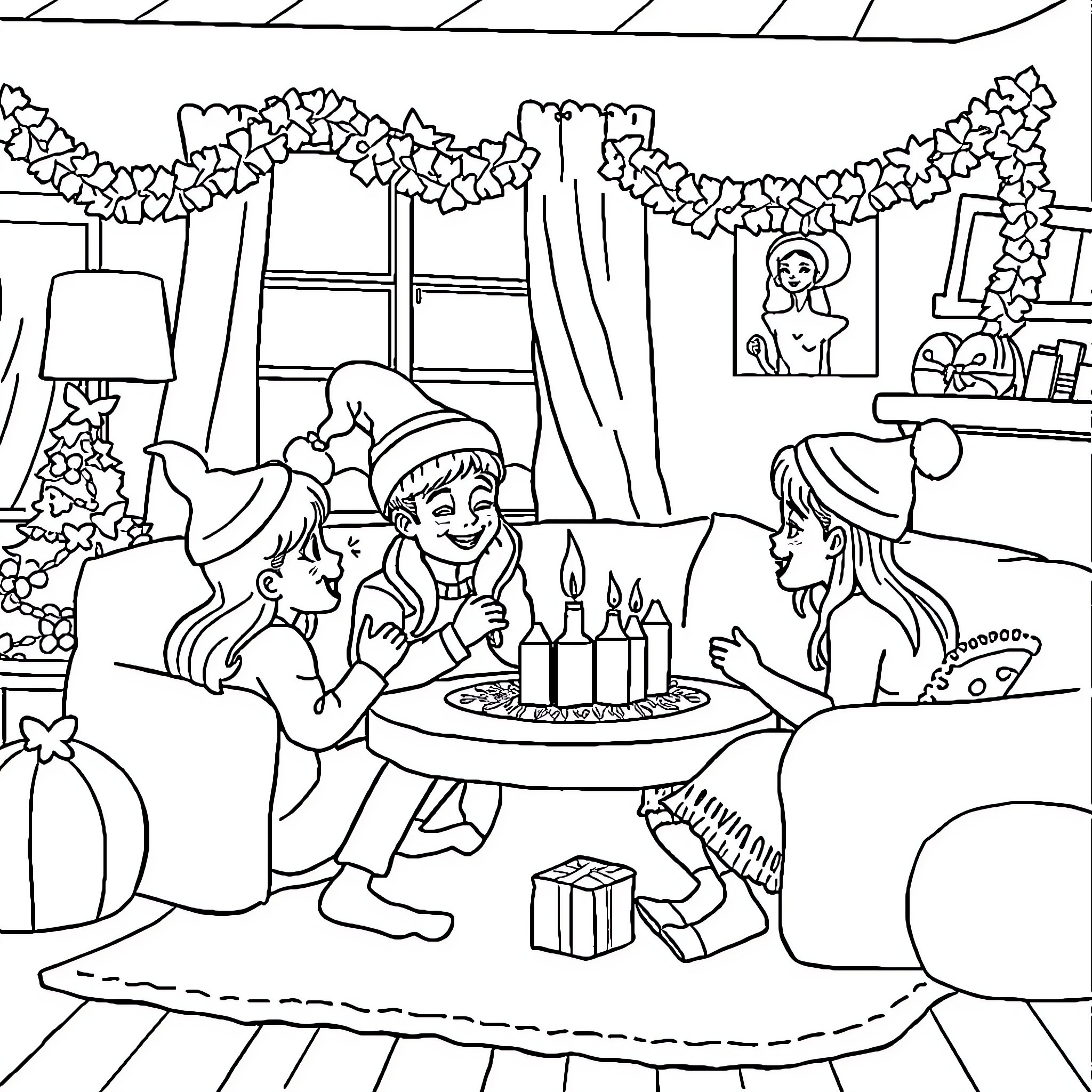 Toca Boca Friends Celebrate with Birthday Cake Coloring Page (free black-and-white line drawing printable PDF for all, from beginners to advanced learners, including children, teens, adults, and seniors)