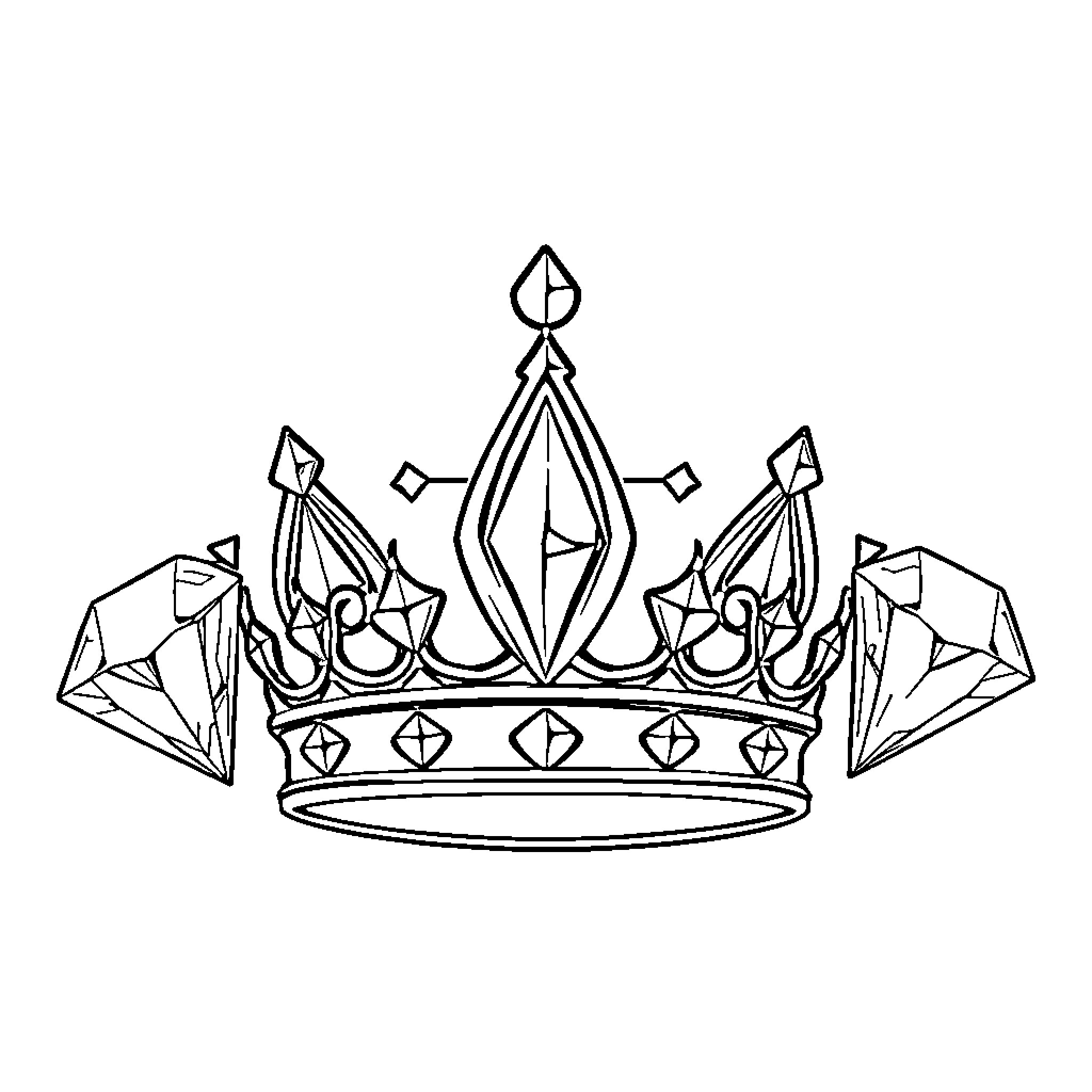 Crown adorned with intricate diamond-shaped designs Coloring Page (free black-and-white line drawing printable PDF for all, from beginners to advanced learners, including children, teens, adults, and seniors)