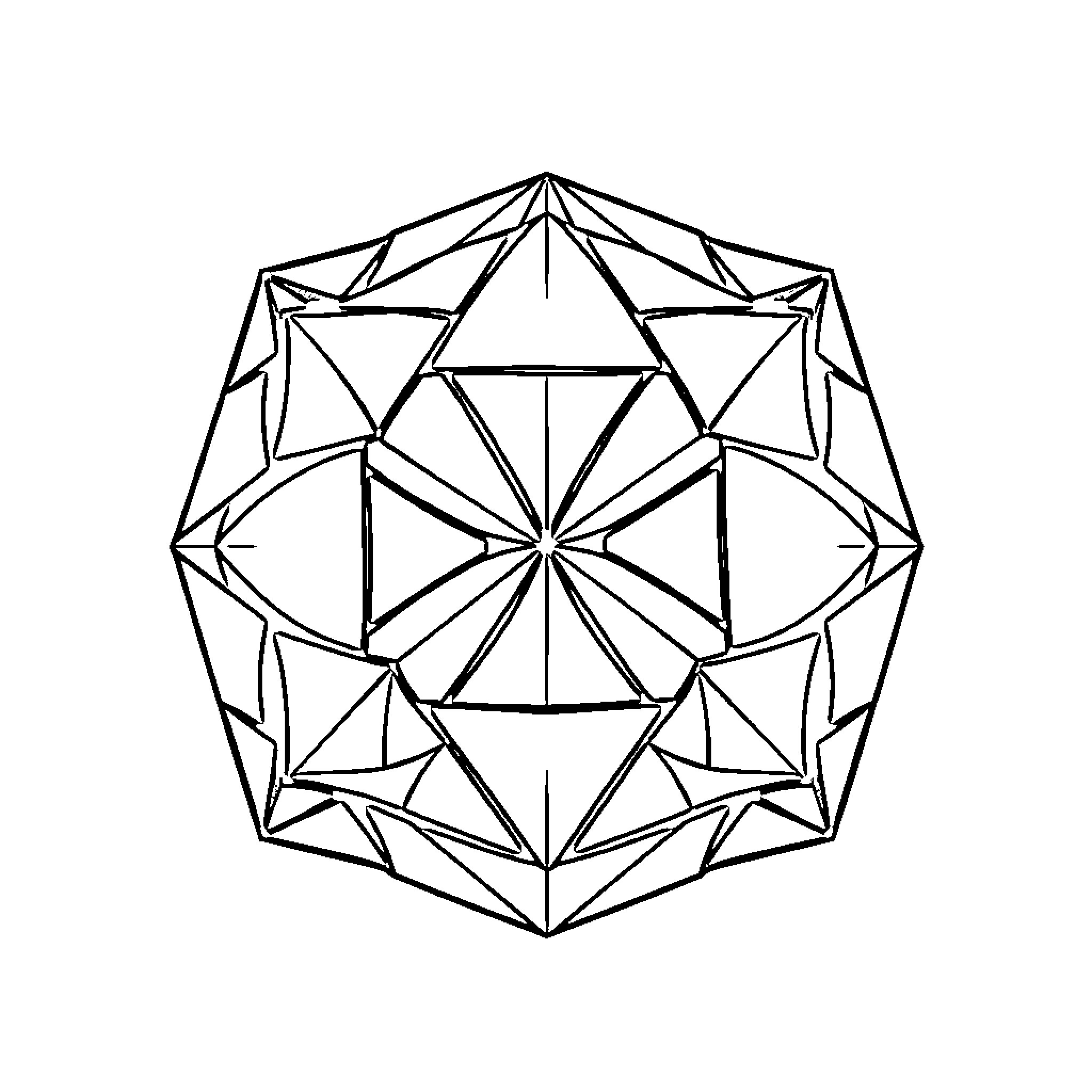 Square Ball of Abstract Geometric Shapes Coloring Page (free black-and-white line drawing printable PDF for all, from beginners to advanced learners, including children, teens, adults, and seniors)