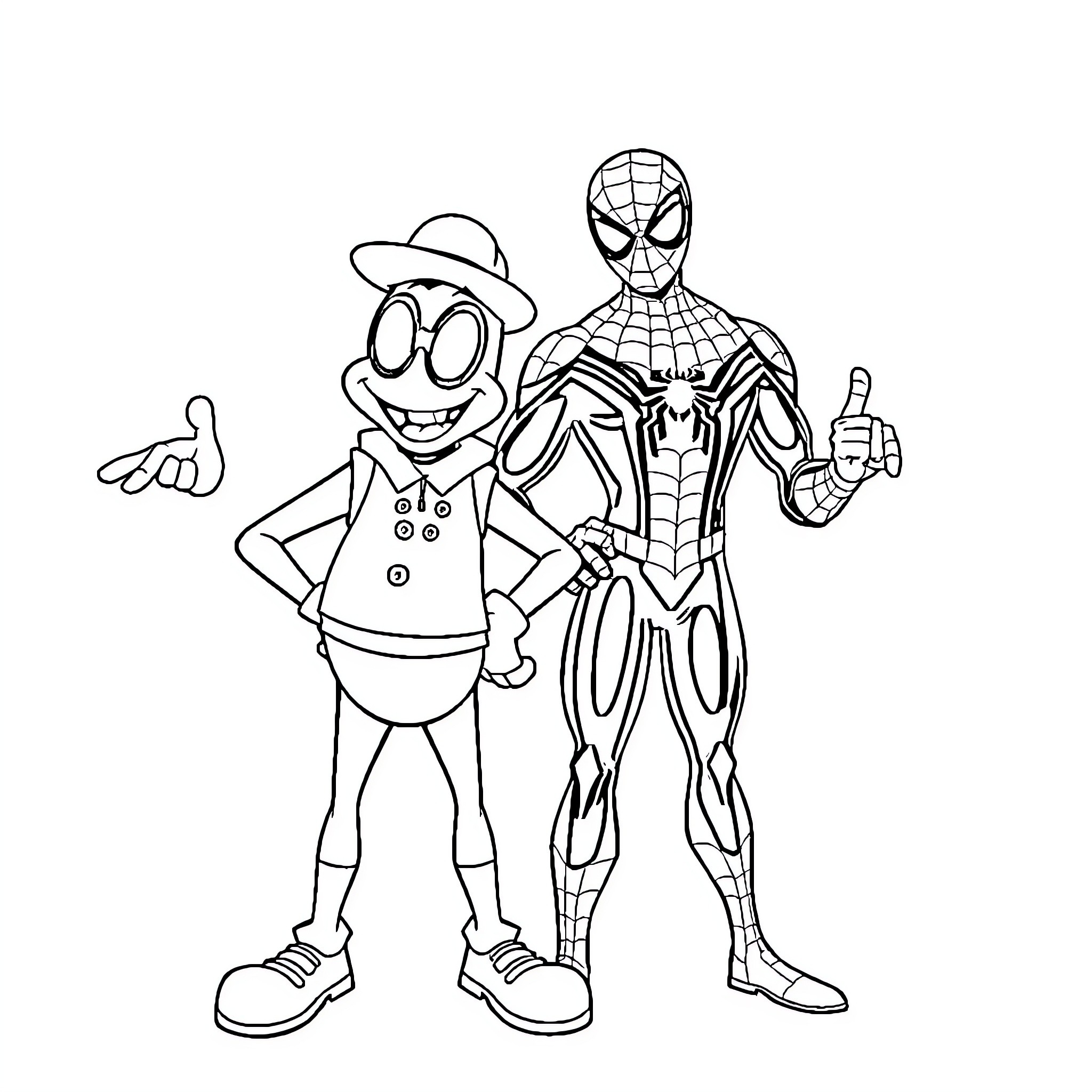 Diddy's Superhero Adventure Coloring Page (free black-and-white line drawing printable PDF for all, from beginners to advanced learners, including children, teens, adults, and seniors)