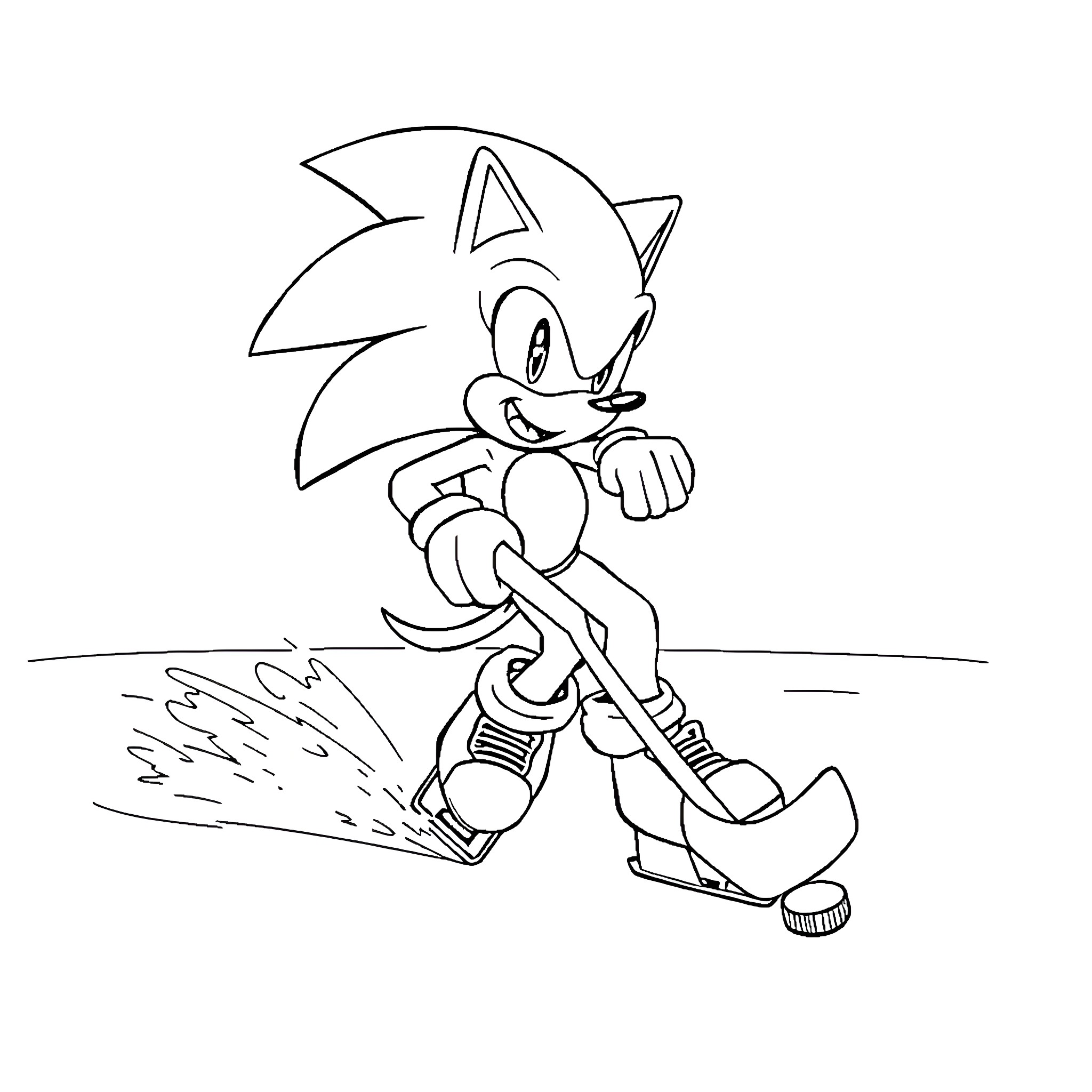 Sonic racing with determination Coloring Page (free black-and-white line drawing printable PDF for all, from beginners to advanced learners, including children, teens, adults, and seniors)