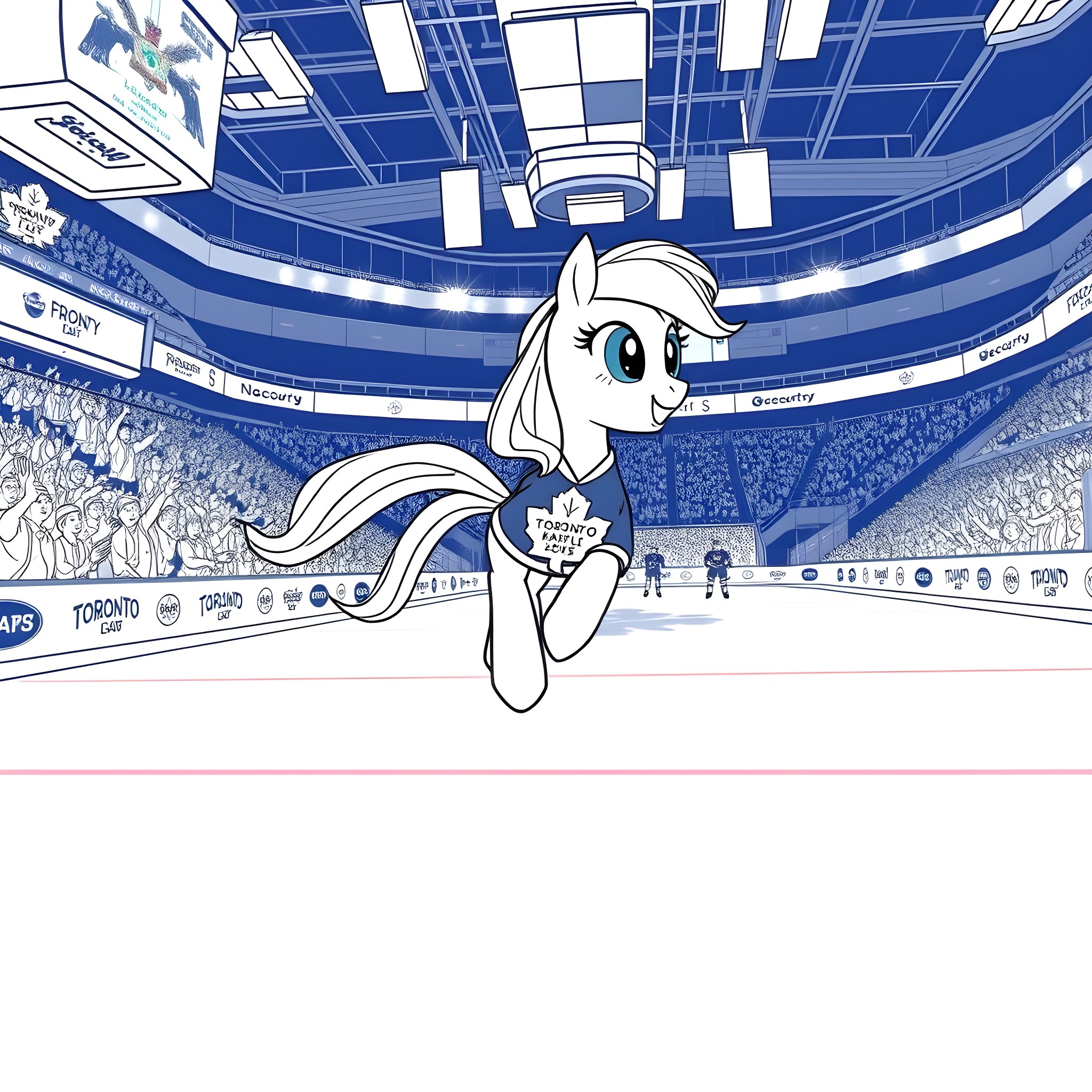 Rainbow Dash's Ice Hockey Adventure Coloring Page (free black-and-white line drawing printable PDF for all, from beginners to advanced learners, including children, teens, adults, and seniors)
