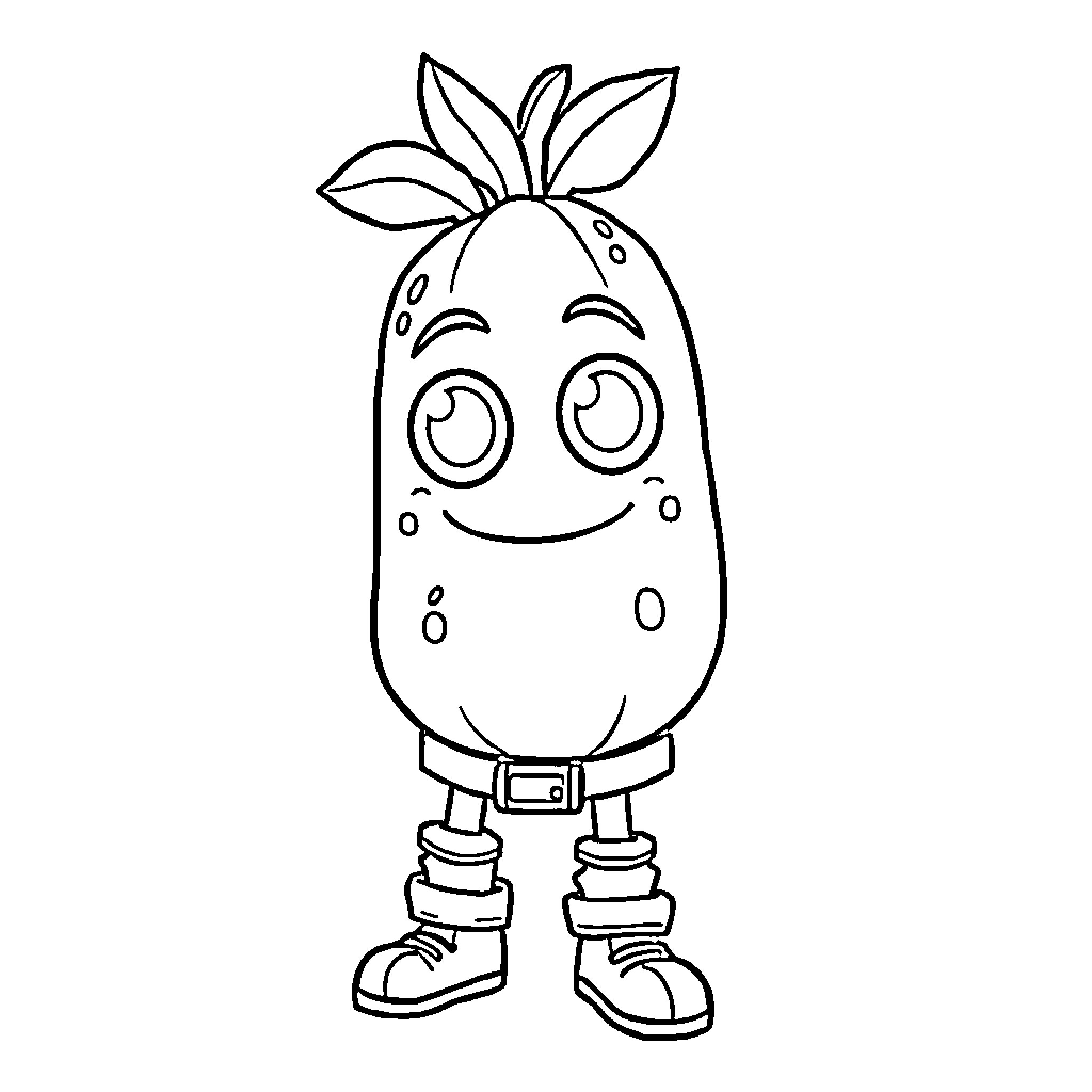 Peely character happily smiling and standing Coloring Page (free black-and-white line drawing printable PDF for all, from beginners to advanced learners, including children, teens, adults, and seniors)