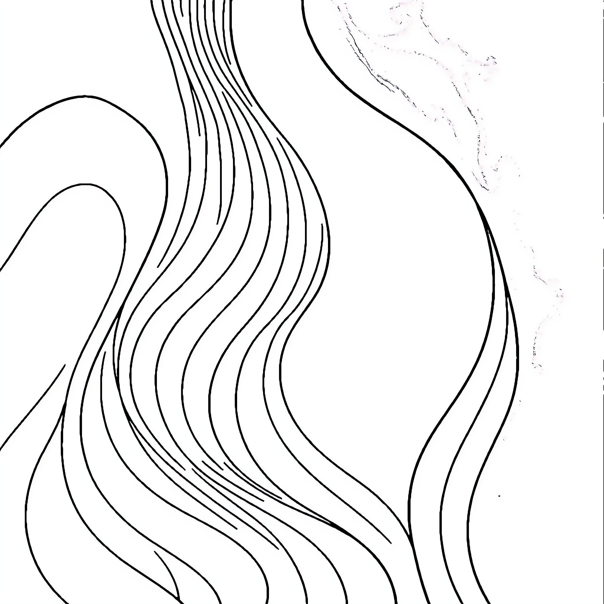 Cutting Lines: Flowing Shapes and Textures Coloring Page (free black-and-white line drawing printable PDF for all, from beginners to advanced learners, including children, teens, adults, and seniors)
