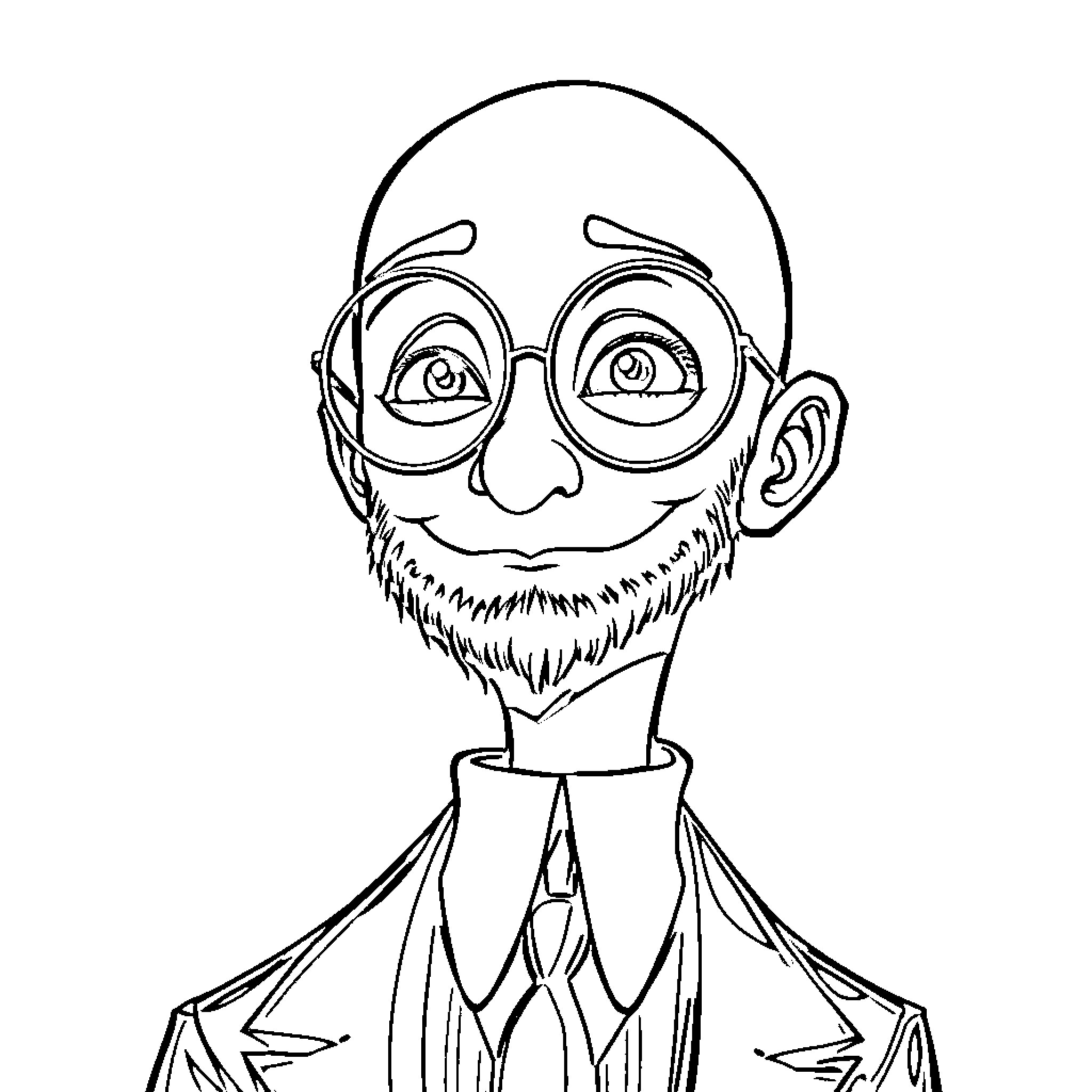 Wednesday businessman with glasses and beard Coloring Page (free black-and-white line drawing printable PDF for all, from beginners to advanced learners, including children, teens, adults, and seniors)