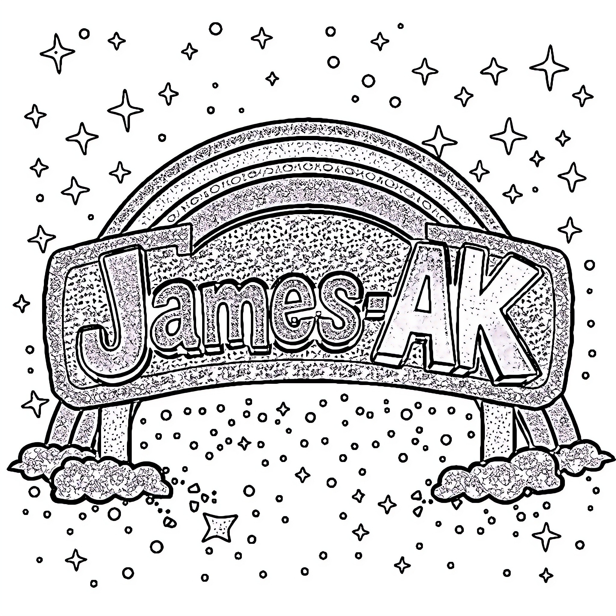 James-AK enjoying a starry night sky Coloring Page (free black-and-white line drawing printable PDF for all, from beginners to advanced learners, including children, teens, adults, and seniors)