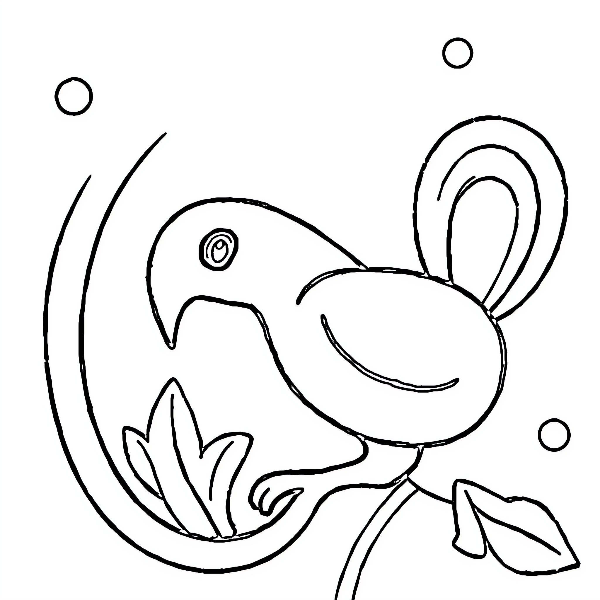 Art of a Whimsical Aquatic Creature Coloring Page (free black-and-white line drawing printable PDF for all, from beginners to advanced learners, including children, teens, adults, and seniors)