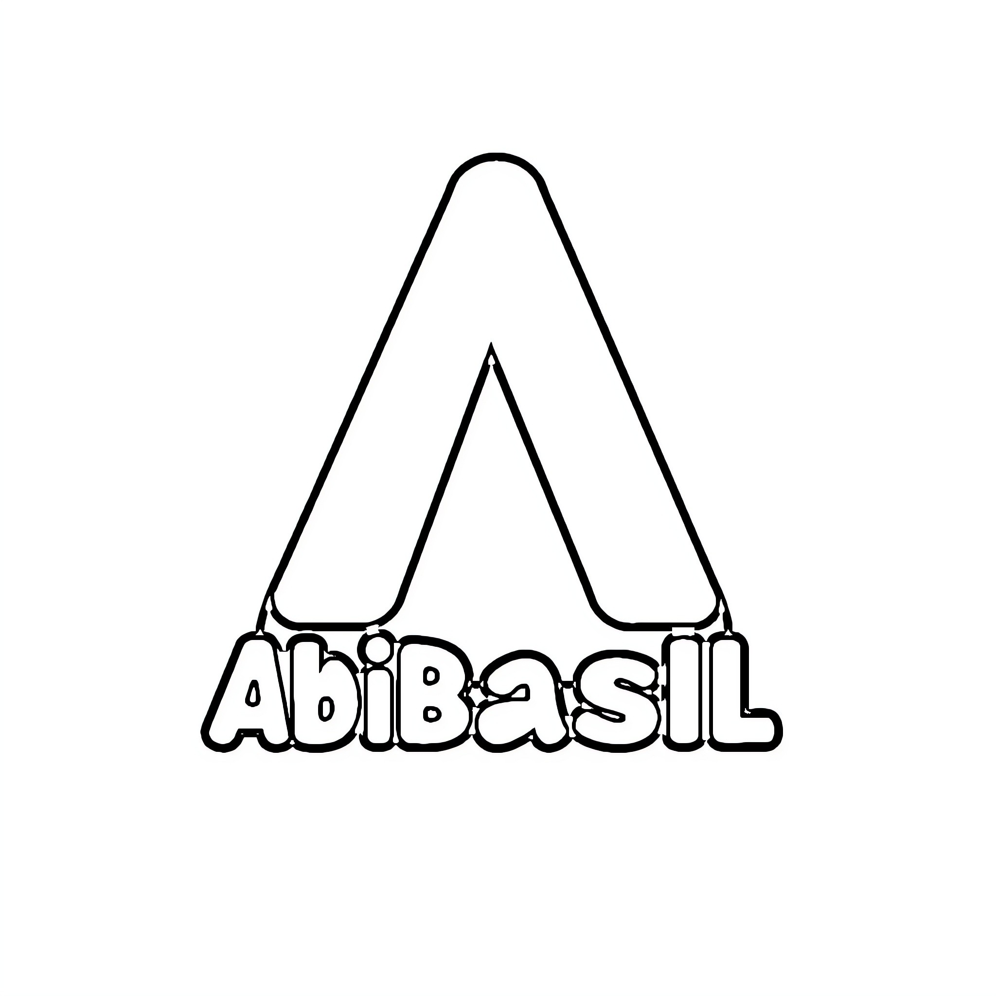 Logo with abstract word 'Abibasil' Coloring Page (free black-and-white line drawing printable PDF for all, from beginners to advanced learners, including children, teens, adults, and seniors)