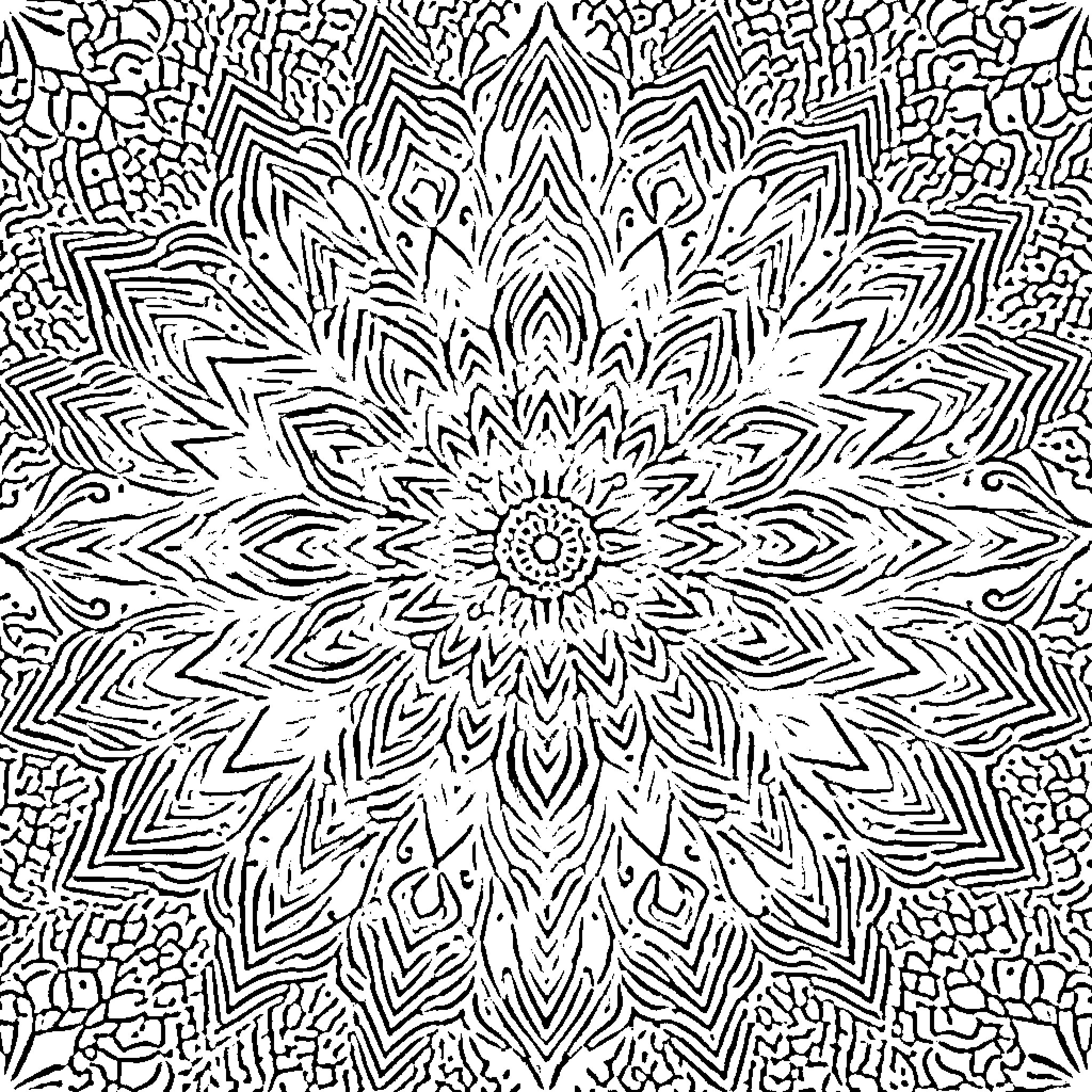 Mandalas depicting intricate geometric patterns and designs Coloring Page (free black-and-white line drawing printable PDF for all, from beginners to advanced learners, including children, teens, adults, and seniors)
