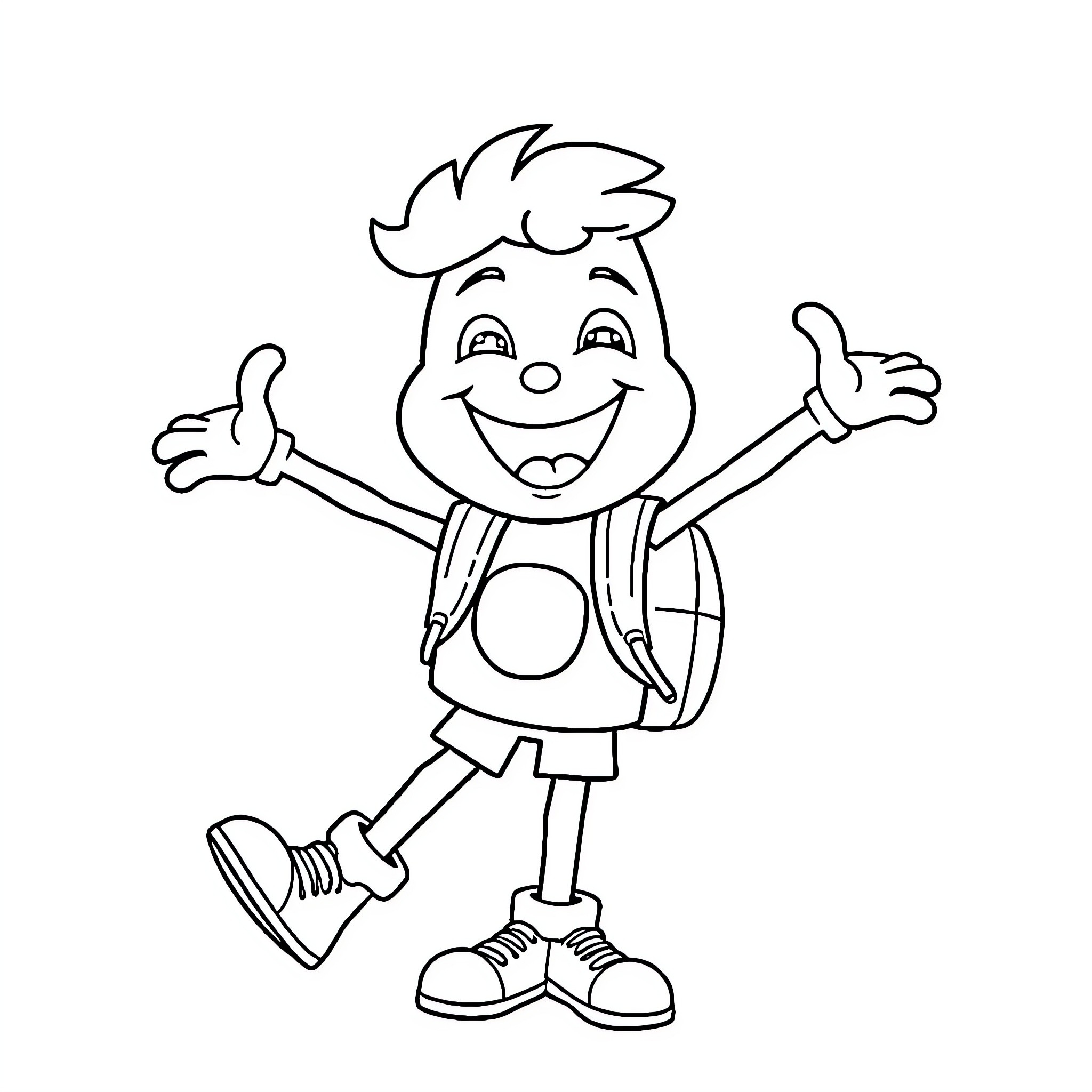 Mascot of a happy and energetic student Coloring Page (free black-and-white line drawing printable PDF for all, from beginners to advanced learners, including children, teens, adults, and seniors)