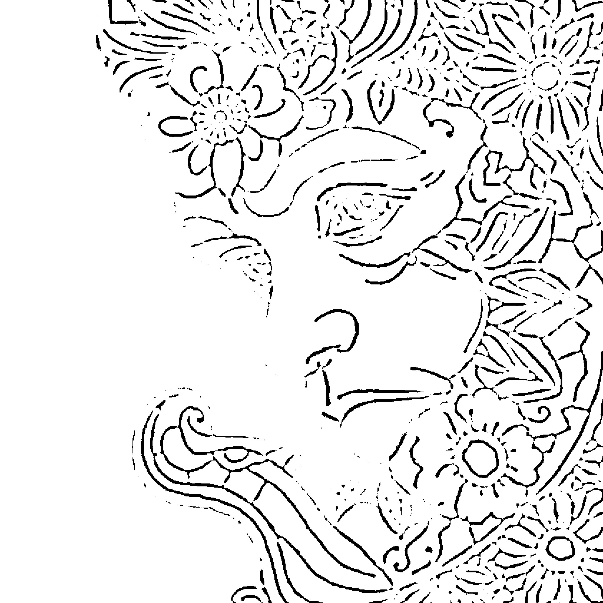 Mandalas of abstract floral and organic shapes Coloring Page (free black-and-white line drawing printable PDF for all, from beginners to advanced learners, including children, teens, adults, and seniors)