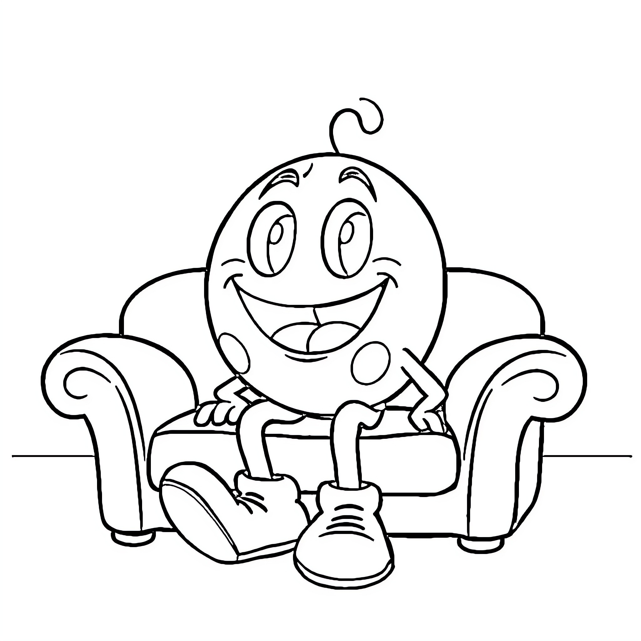 Gumball character relaxing on a couch Coloring Page (free black-and-white line drawing printable PDF for all, from beginners to advanced learners, including children, teens, adults, and seniors)